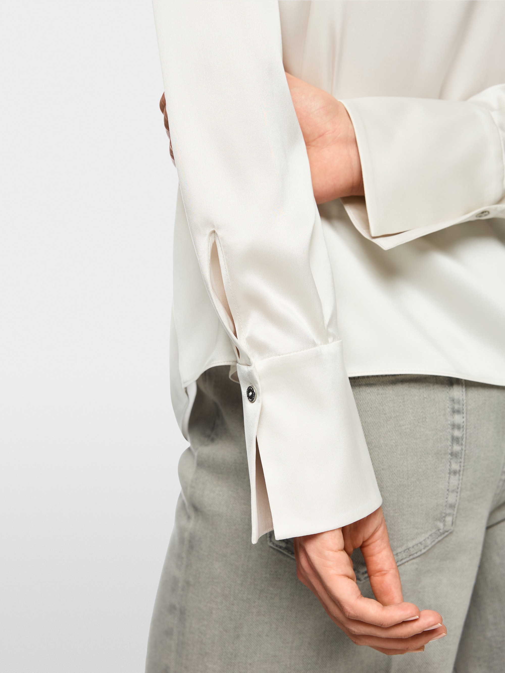 Silk blouse with flounce
