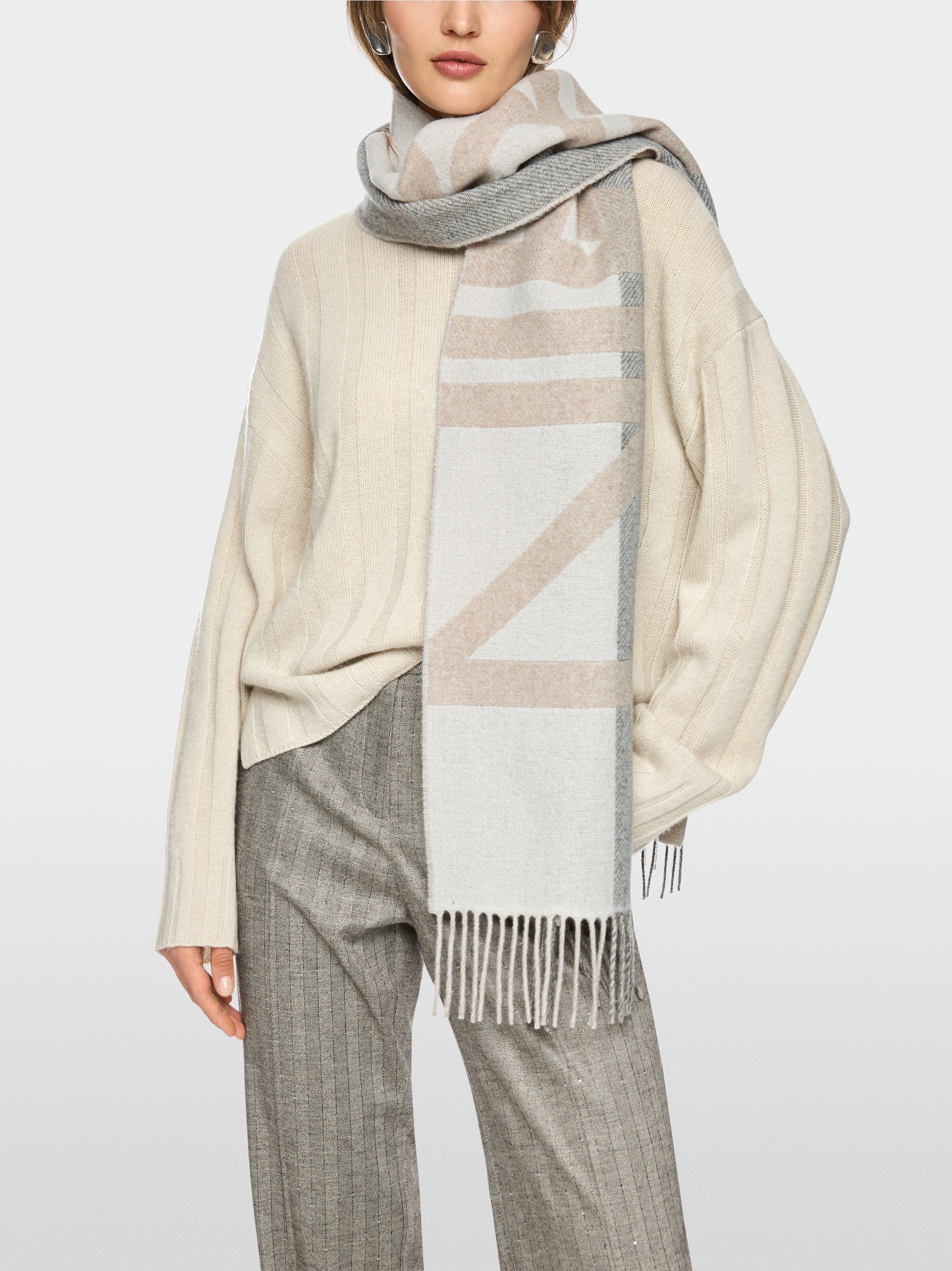 Schal aus Woll-Mix mit Logo-Print