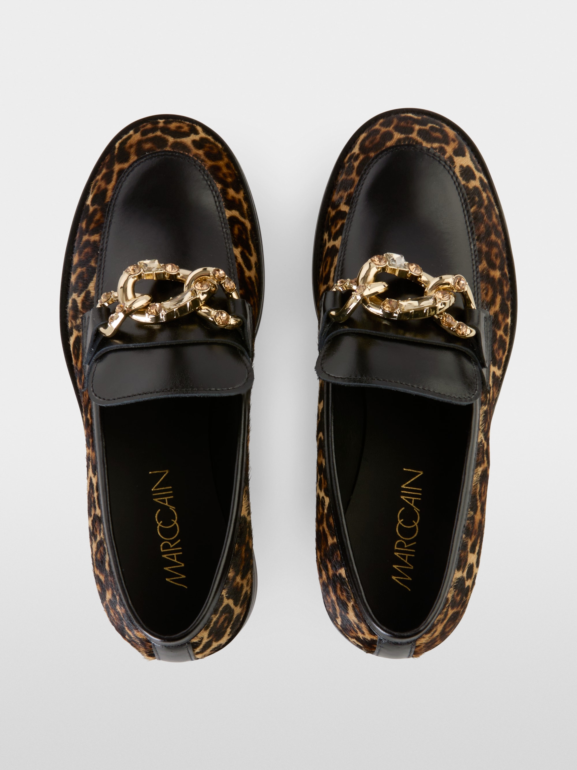 Mocassins léopard avec détail métallique scintillant