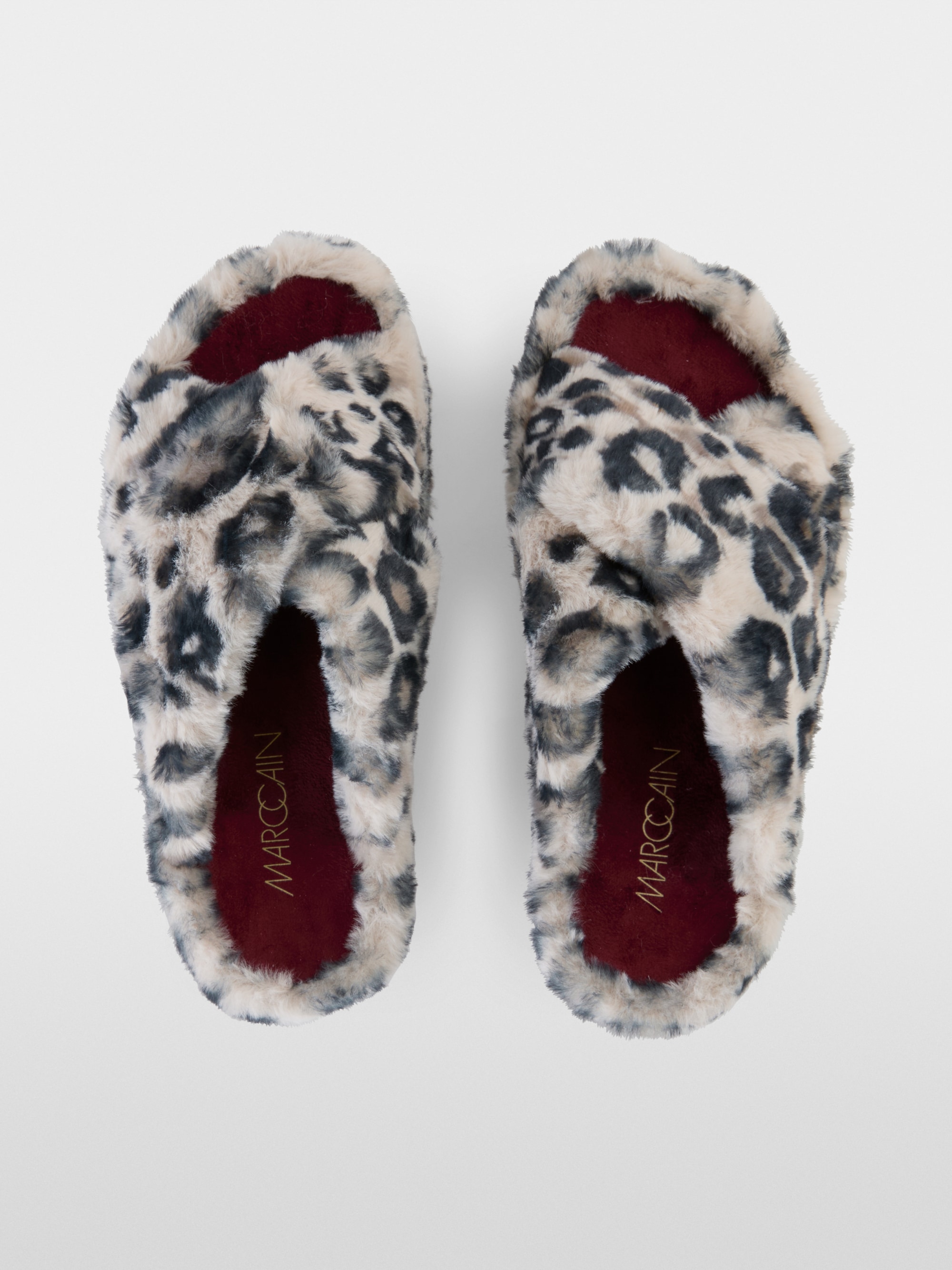 Chaussons douillets en fausse fourrure léopard