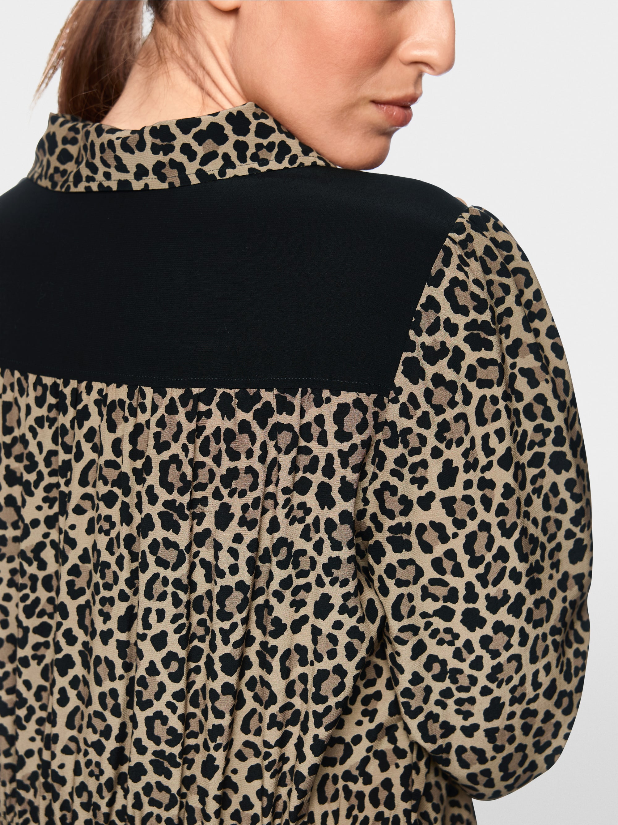 Leo print dress with gathered detail