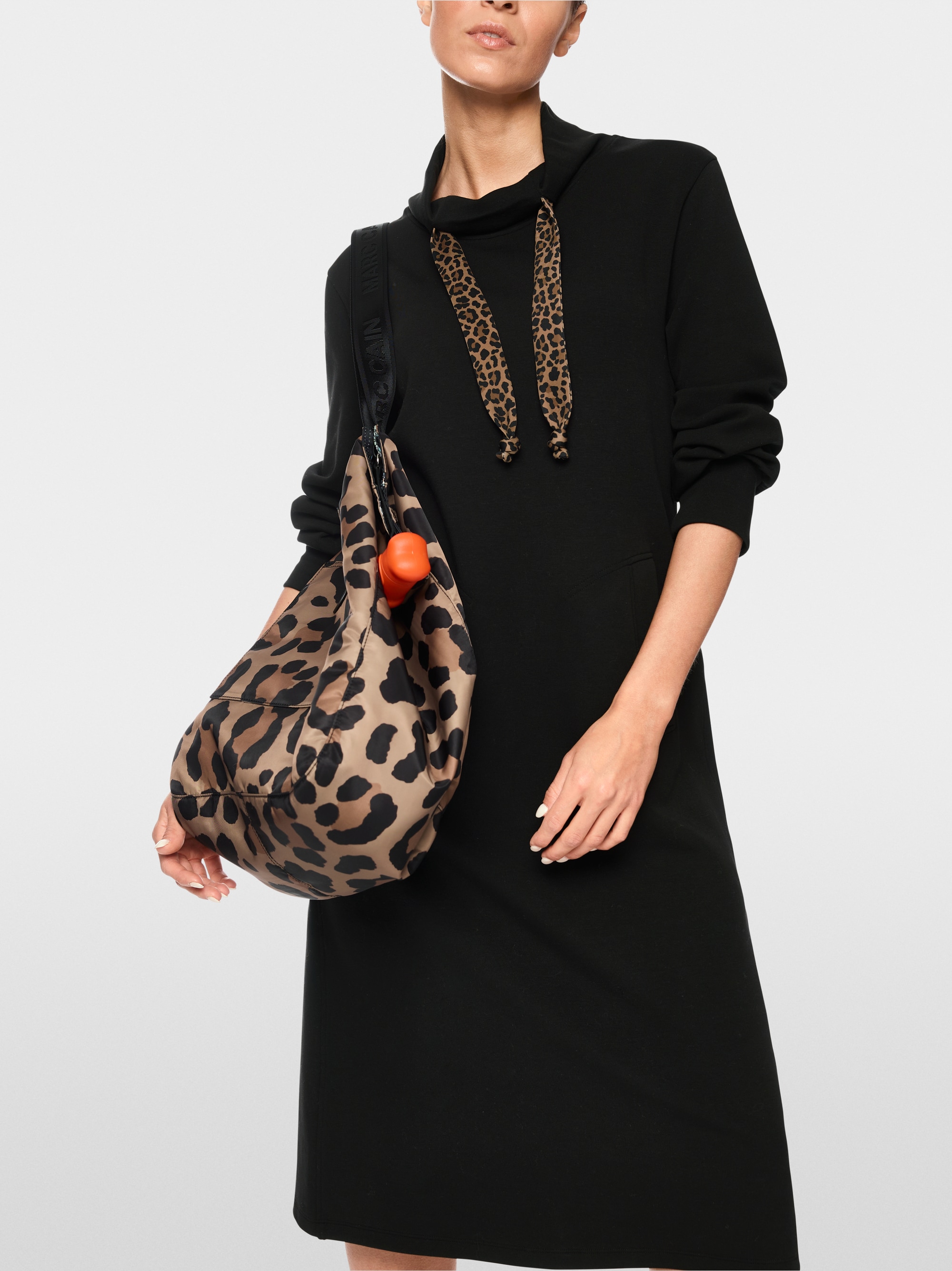 Midi sweatshirt dress with leopard cord