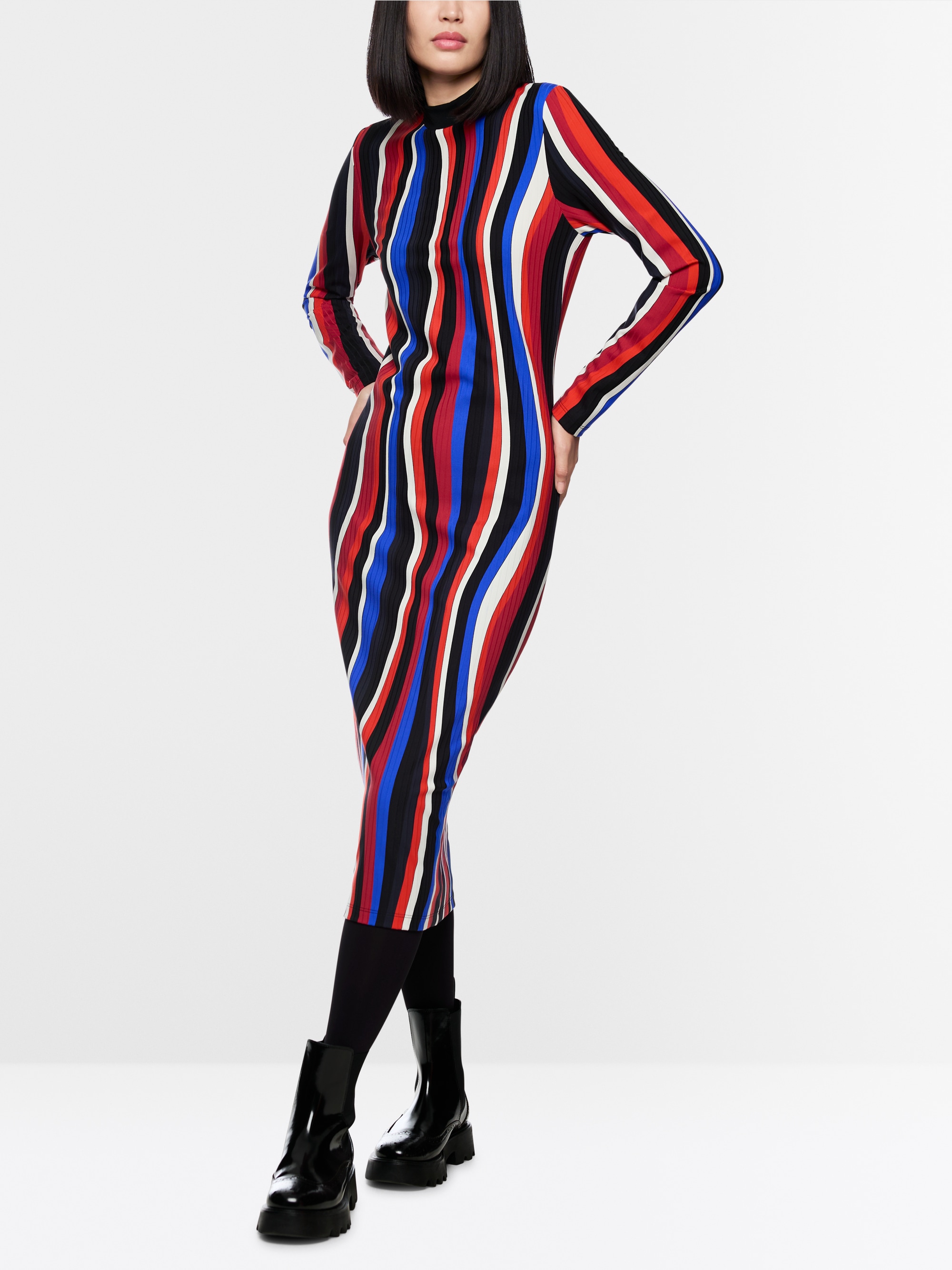 Robe midi à motif ondulé rétro