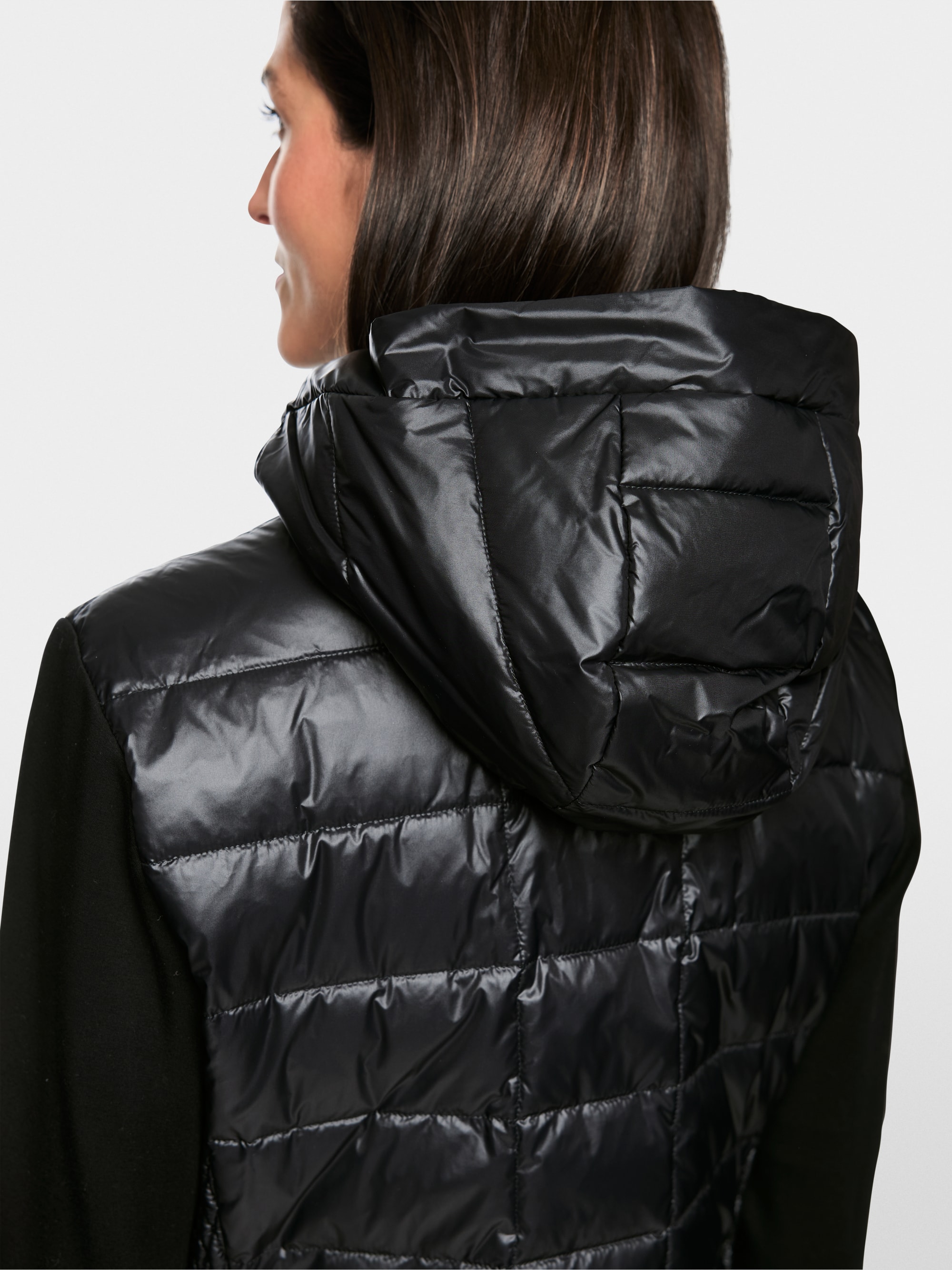 Jacket with faux down and hood