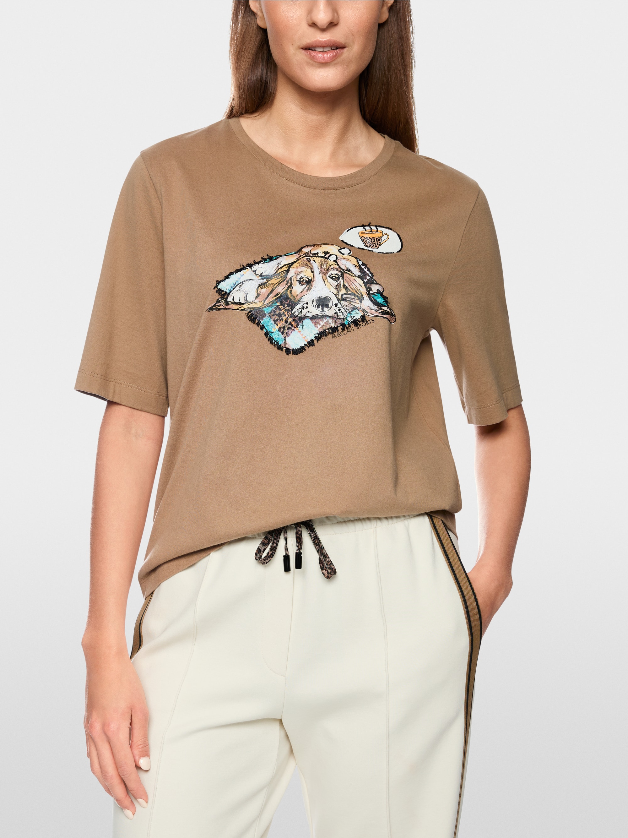 Short-sleeved T-shirt with dog print