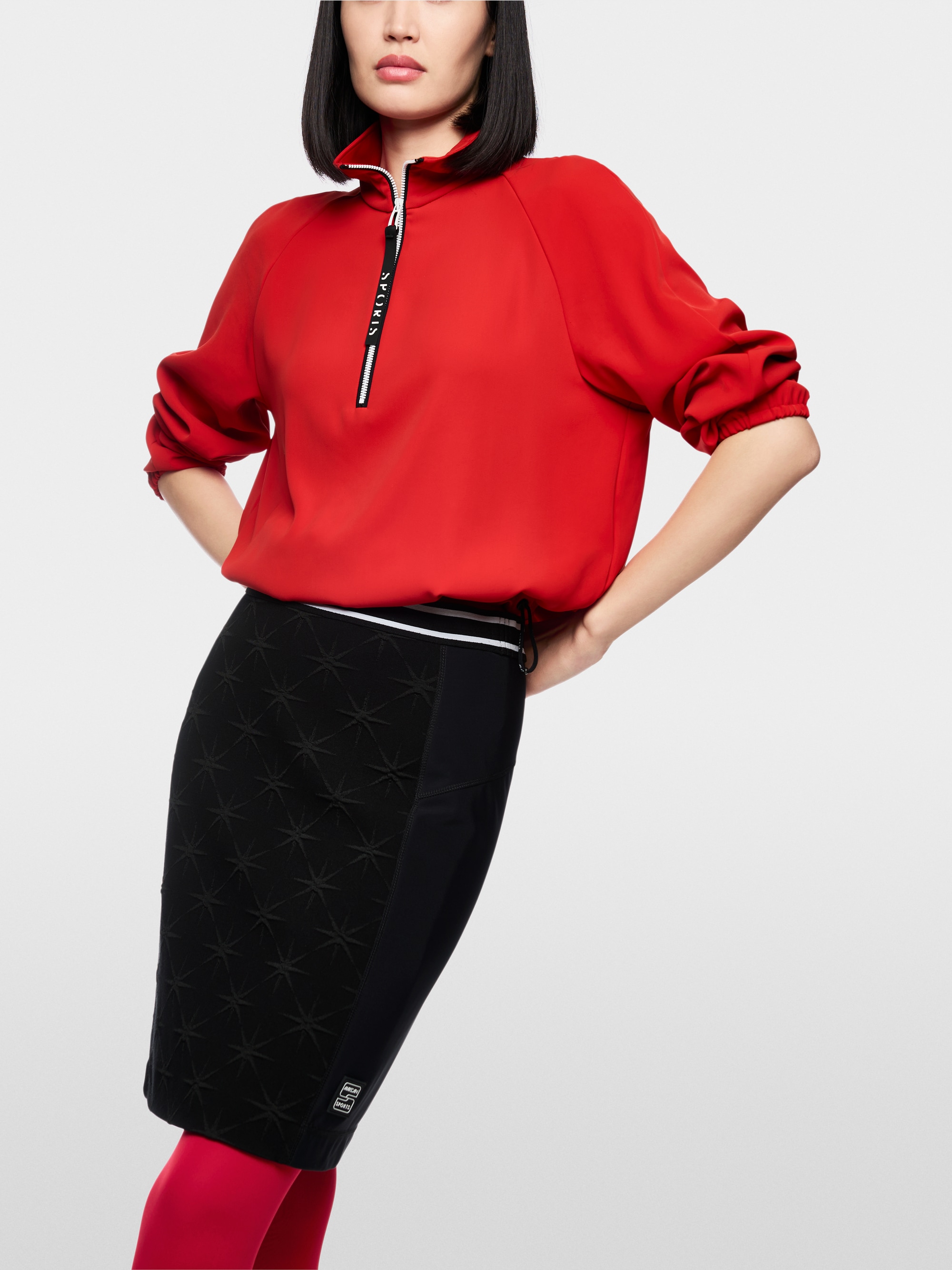 Blouse shirt with zip and drawstring