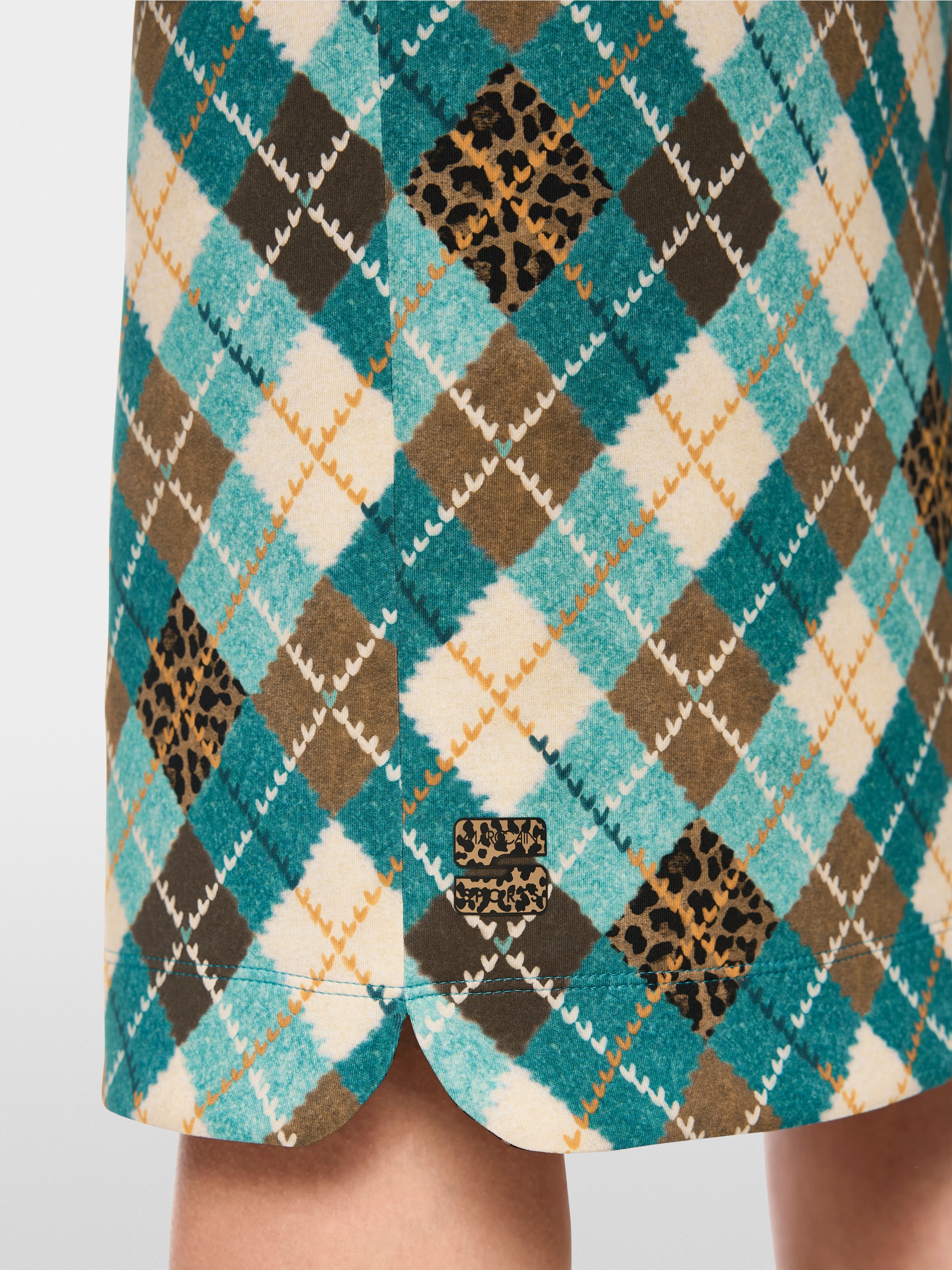 Jupe midi en jersey scuba à motif argyle