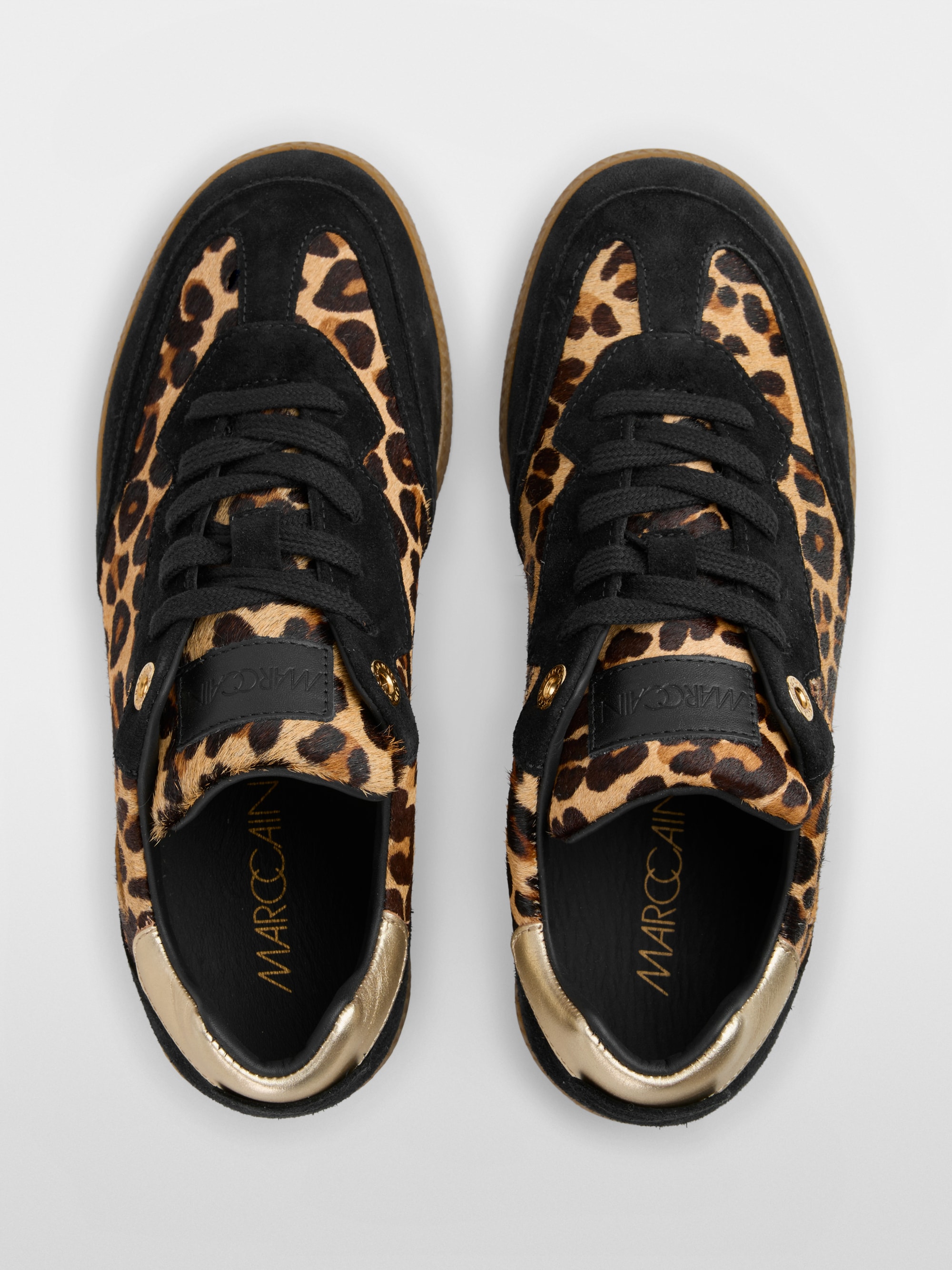 Leren sneaker met luipaardprint