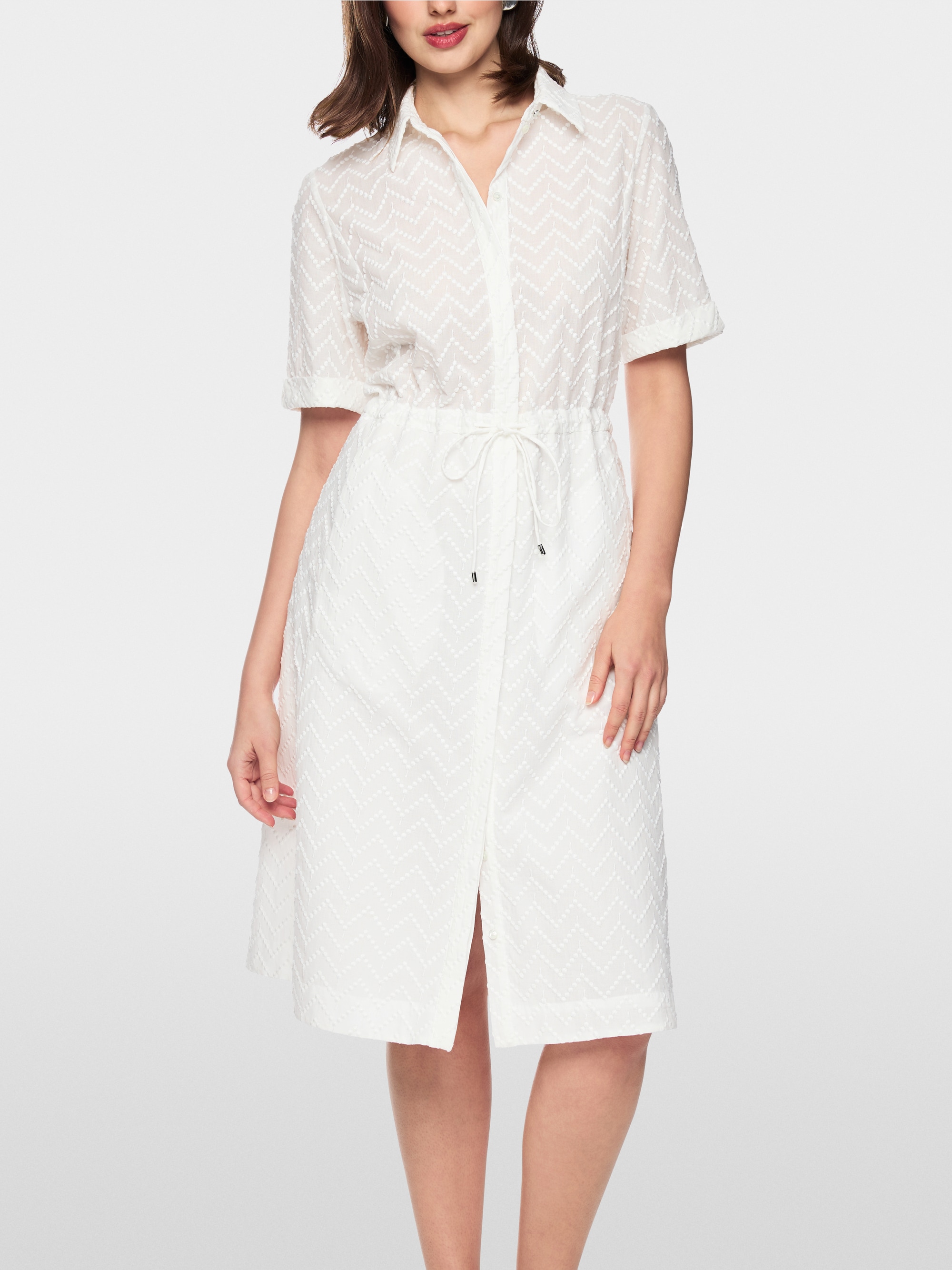 Calf-length dress with drawstring