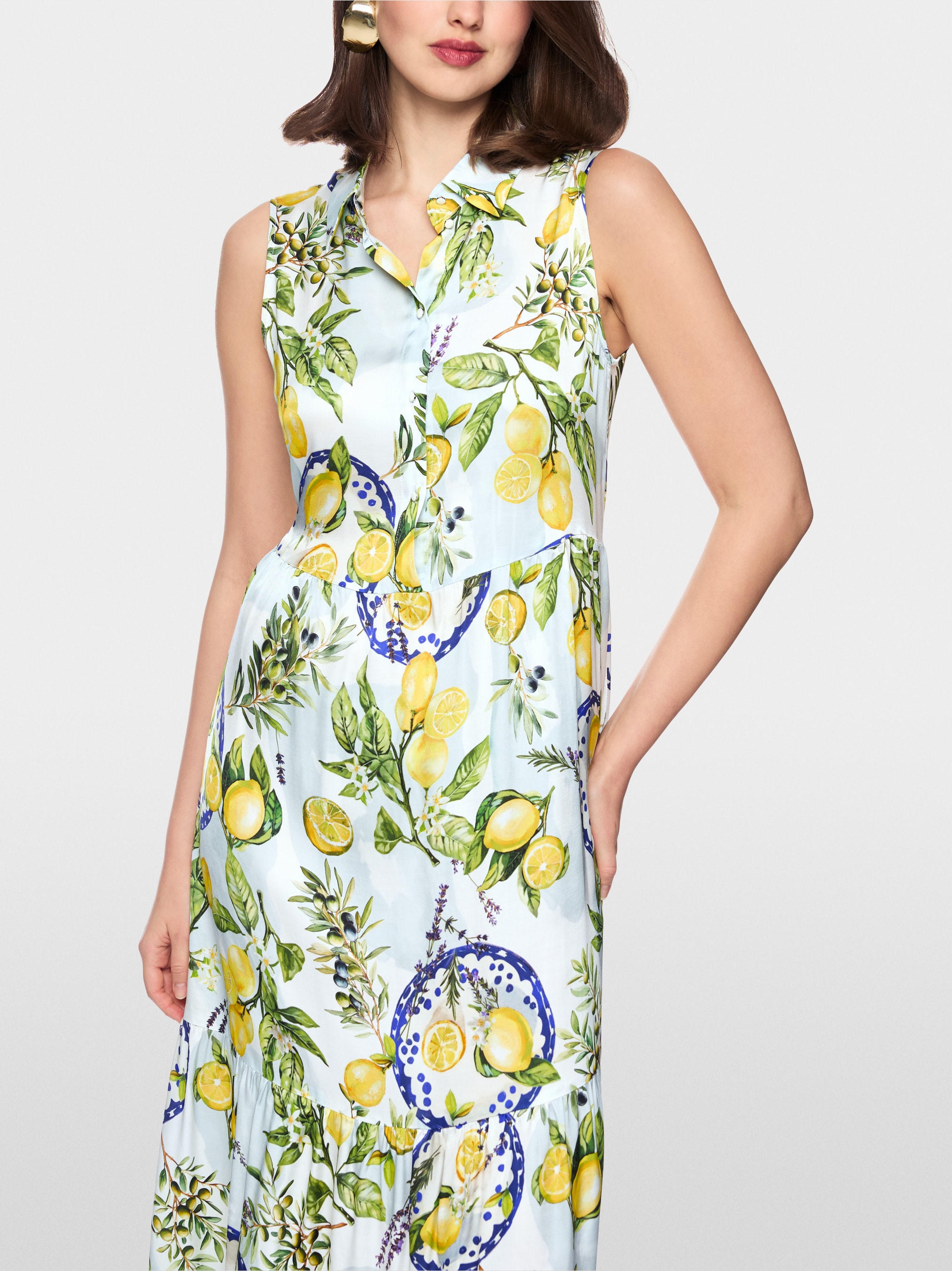 Lemon and olive print viscose dress
