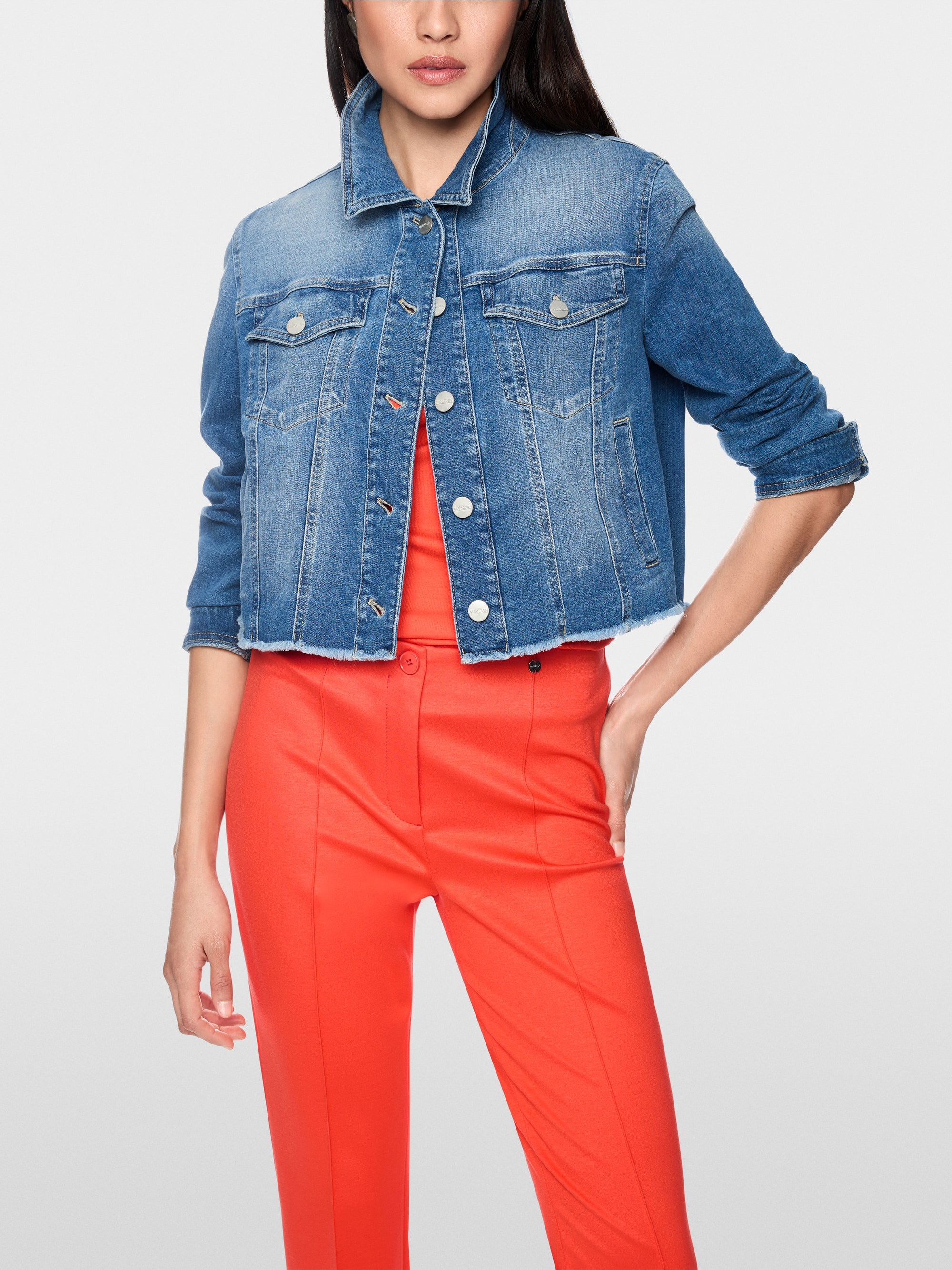 Short denim jacket in stretch cotton