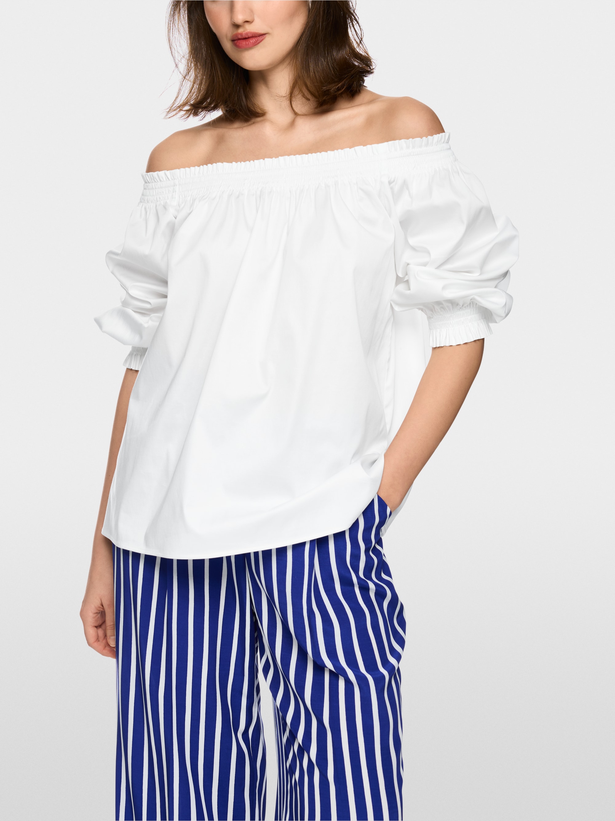 Carmen blouse in stretch cotton