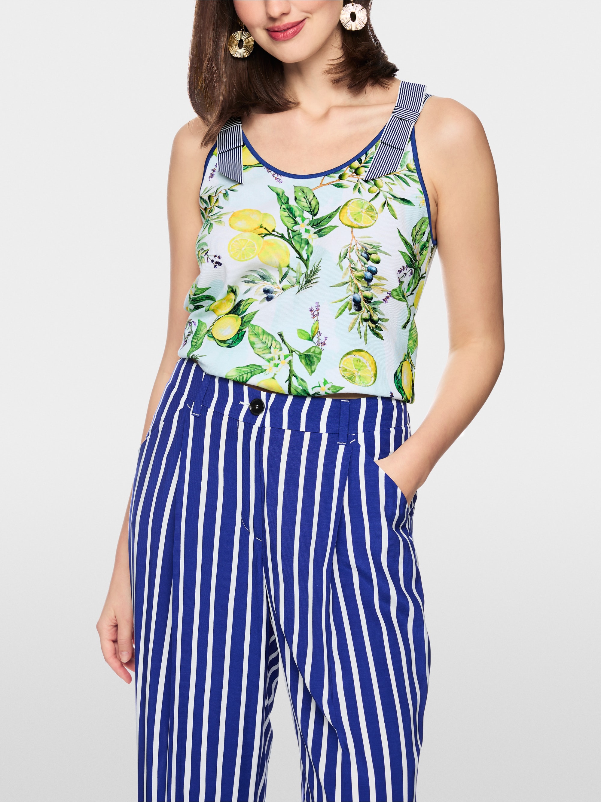 Stretch cotton top with lemon print