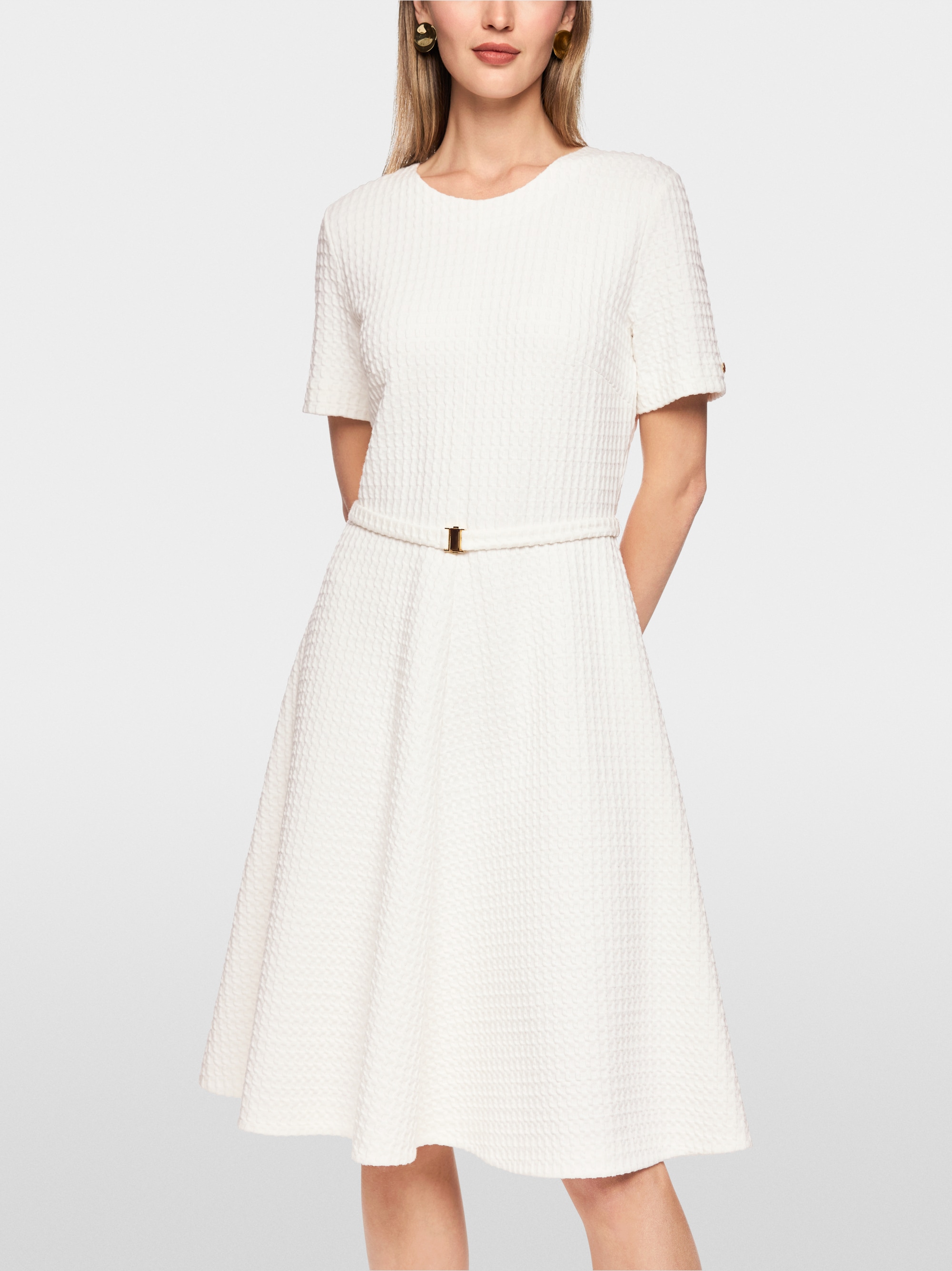 Robe mi-longue en piqué gaufré