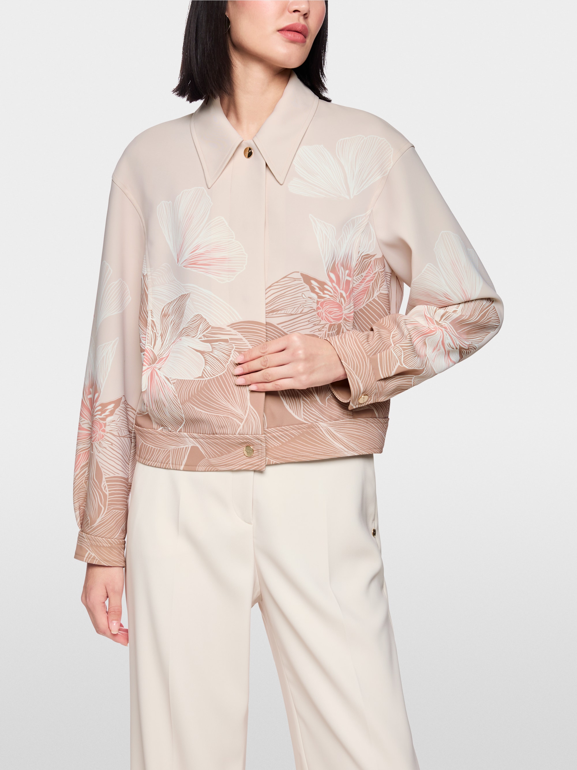 Jacket with print and shirt collar