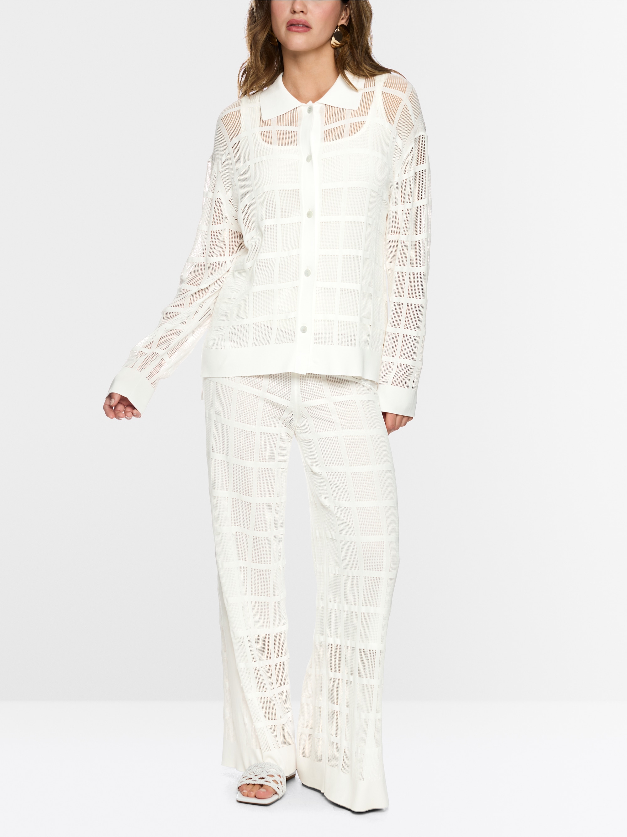 Cardigan with openwork pattern