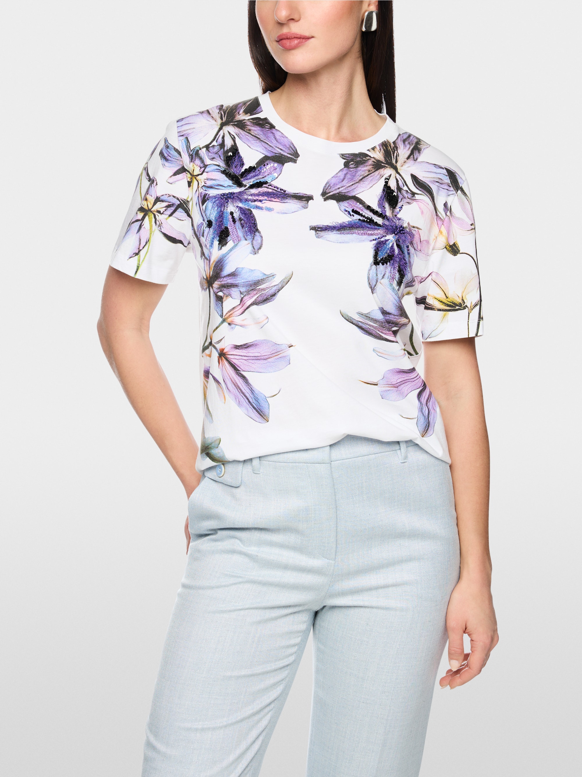 T-shirt à manches courtes avec imprimé lys