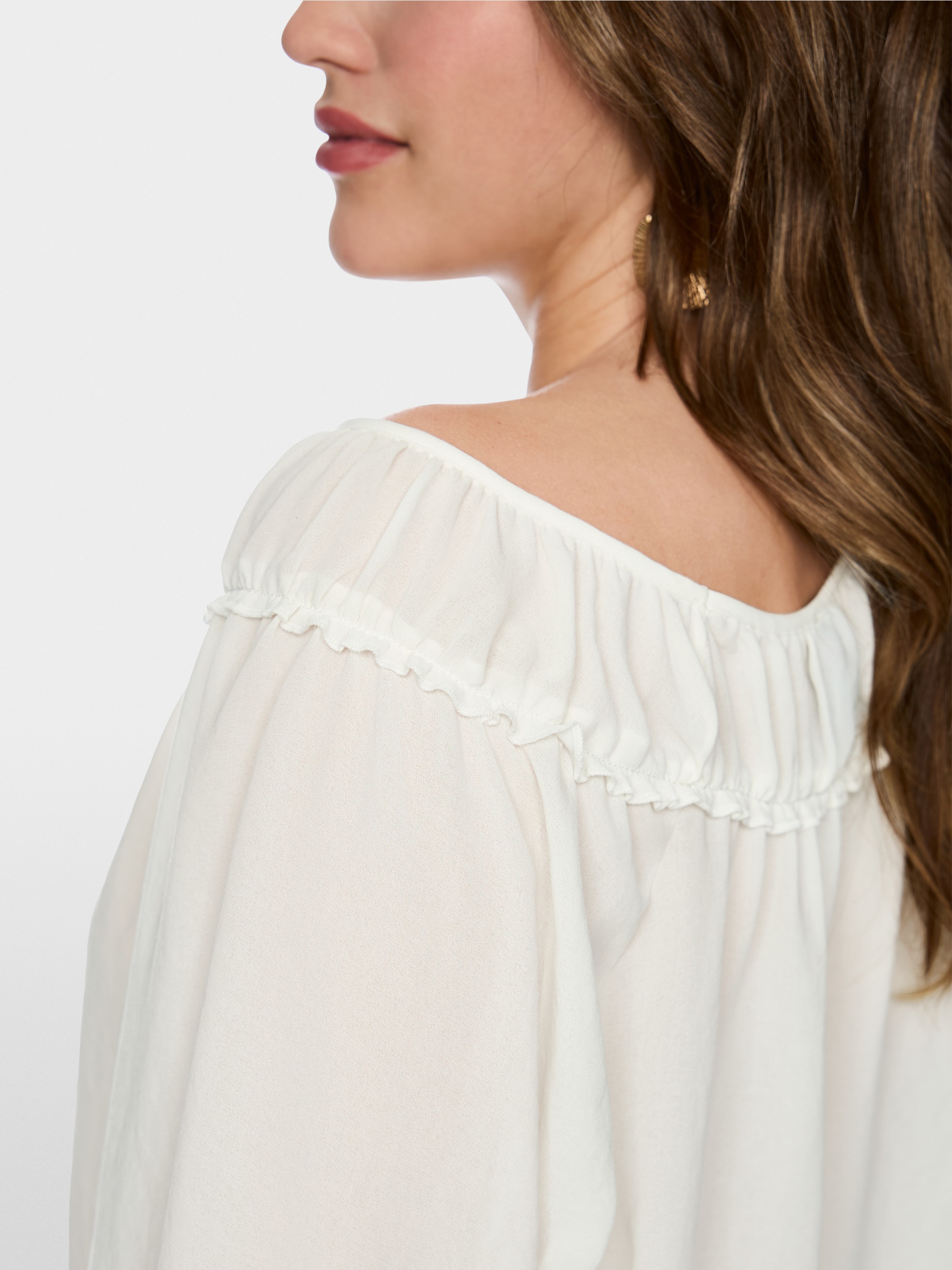 Blouse with Carmen neckline