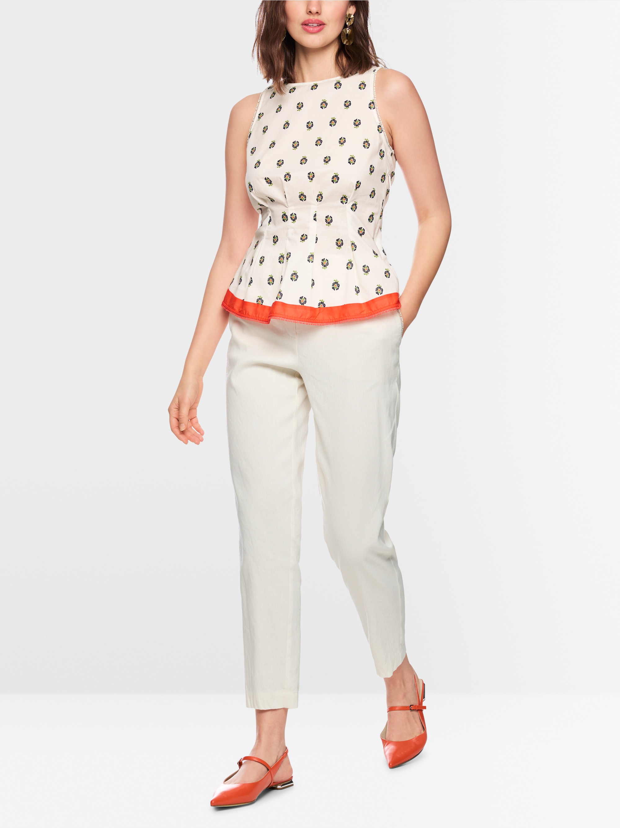 Cotton top with hibiscus print