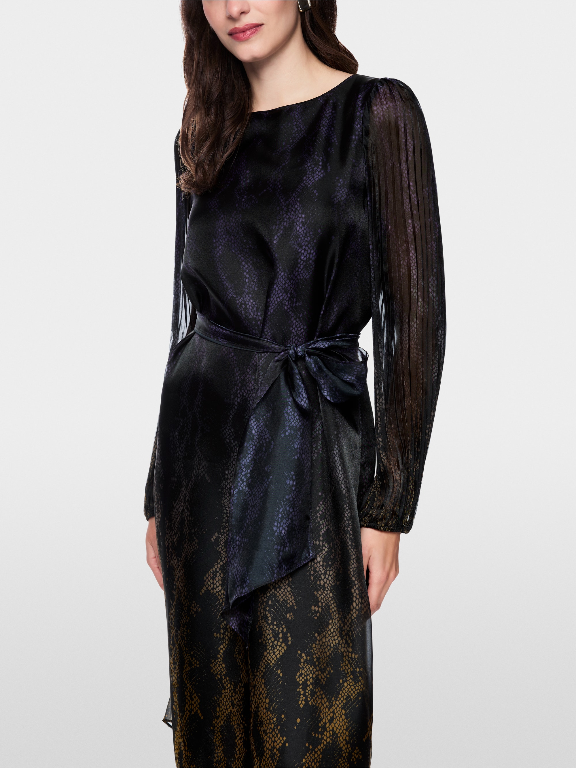 Robe à imprimé serpent et manches plissées