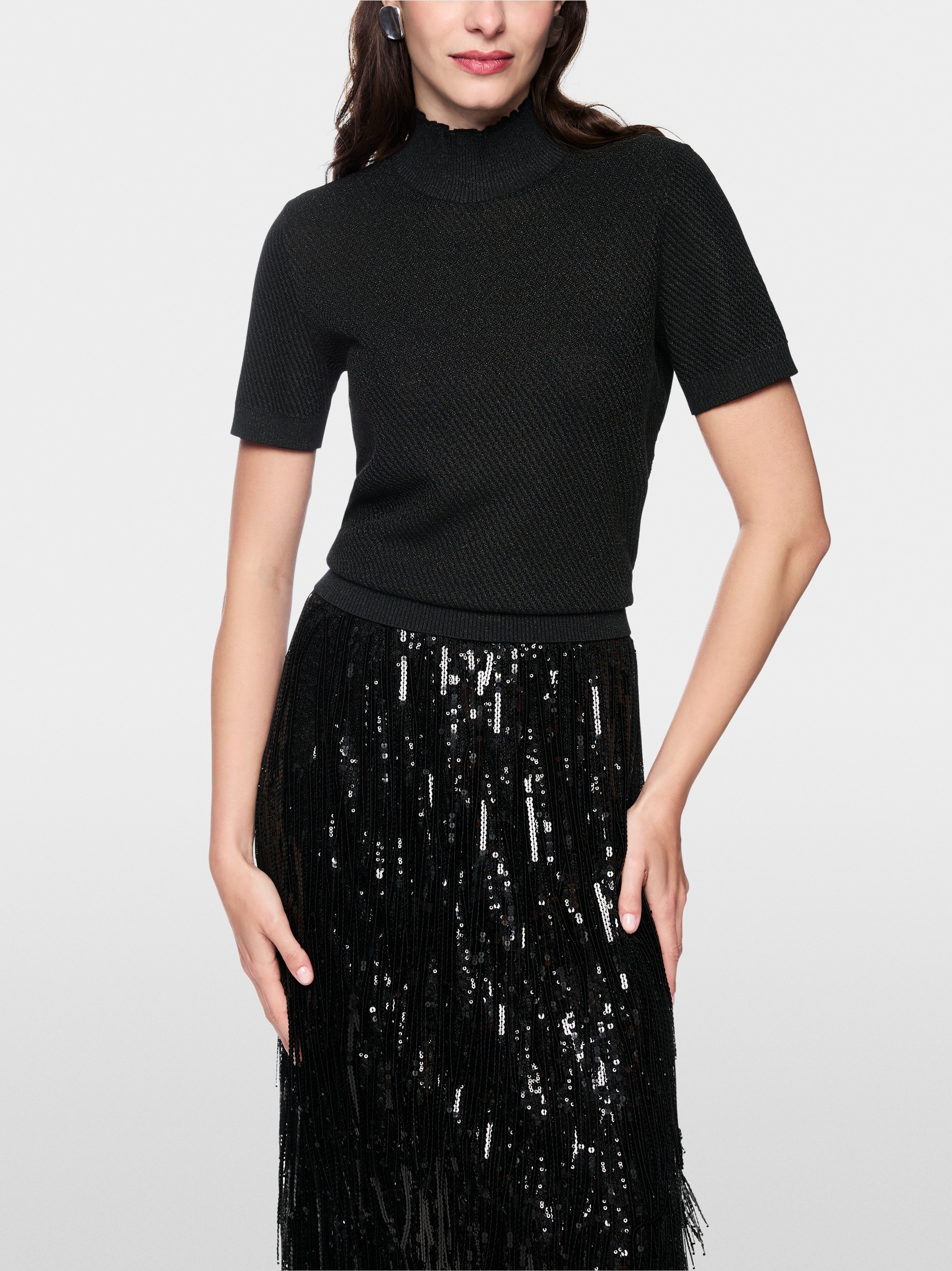 Short-sleeved jumper with lurex