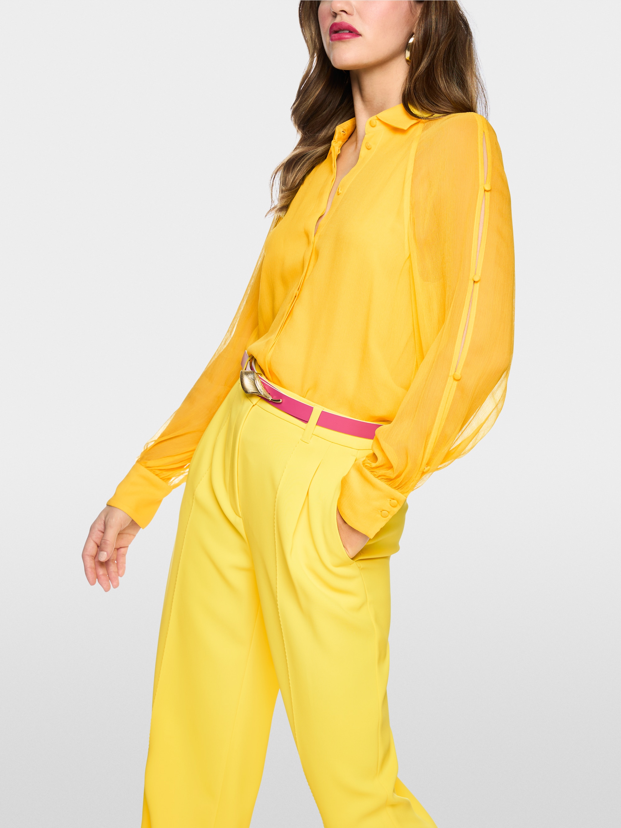 Double-layer cut-out viscose blouse