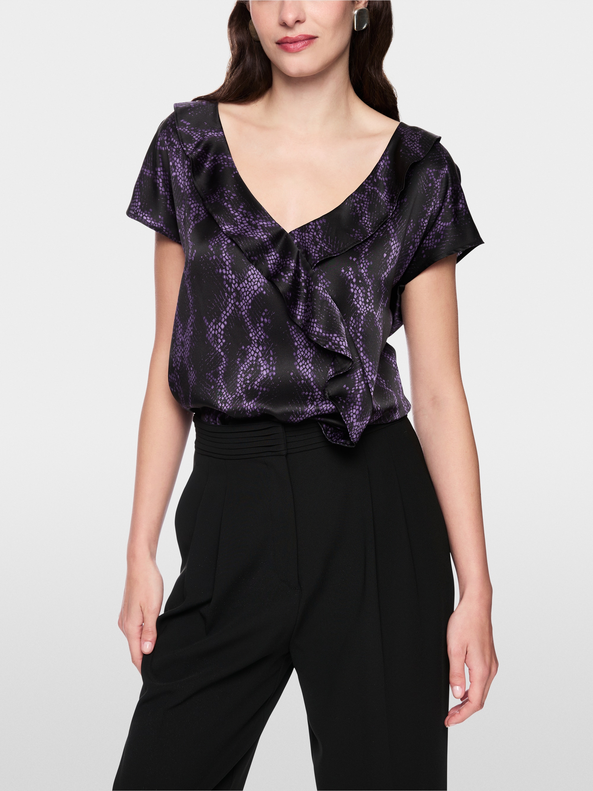 Zijden top met slangenprint