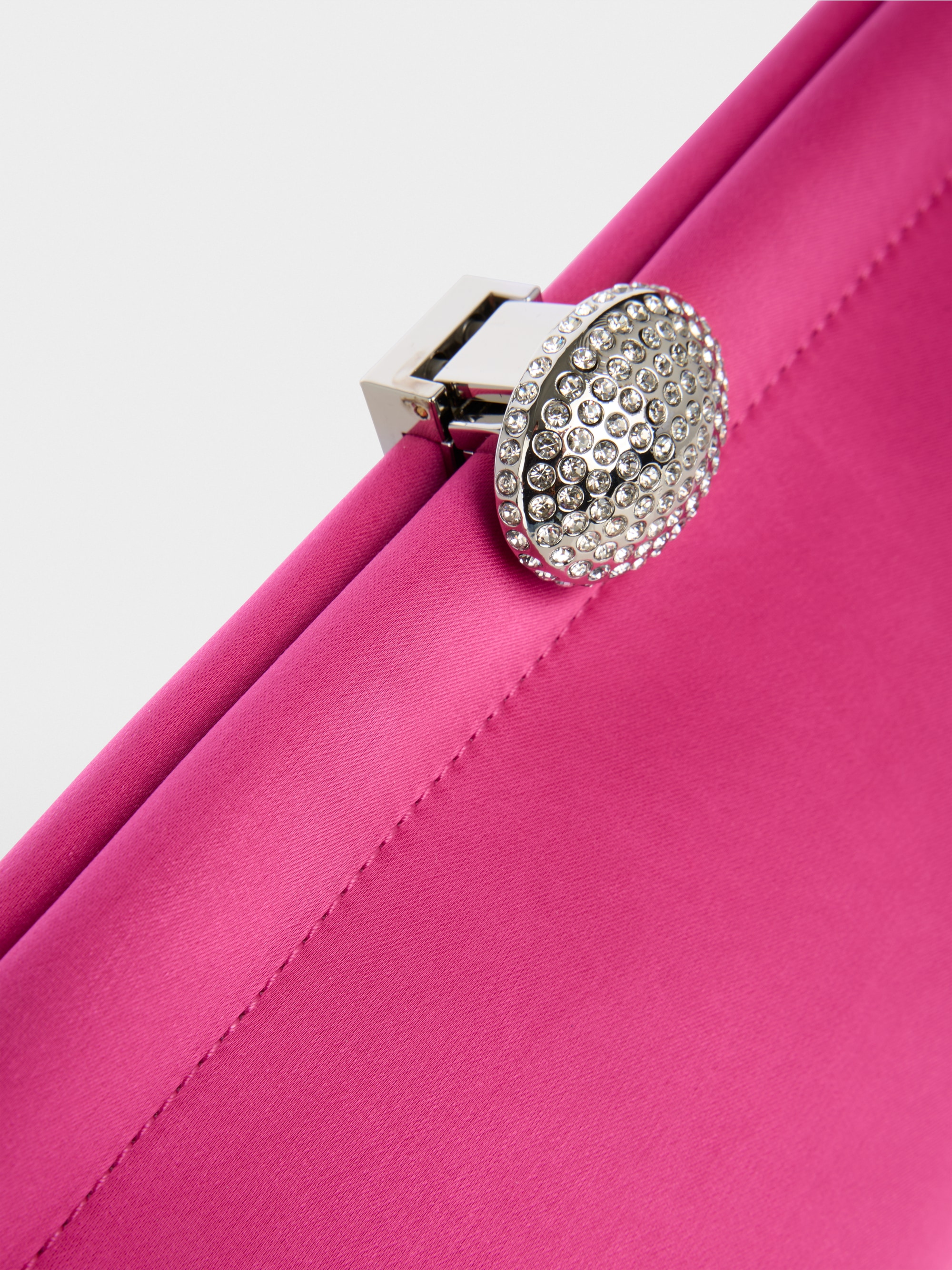 Satin clutch with crystal clasp