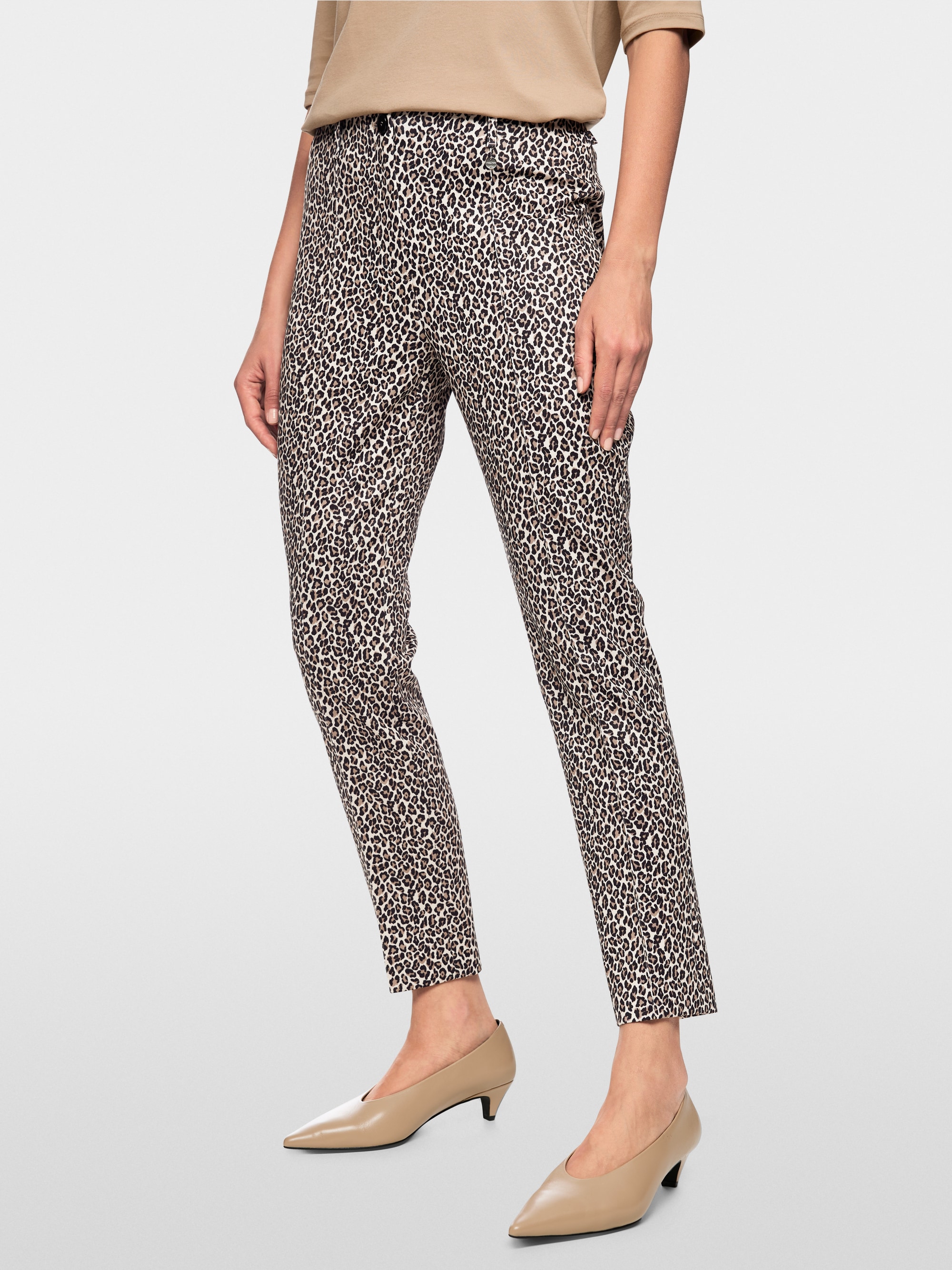 SYDNEY slim fit pants with leopard print