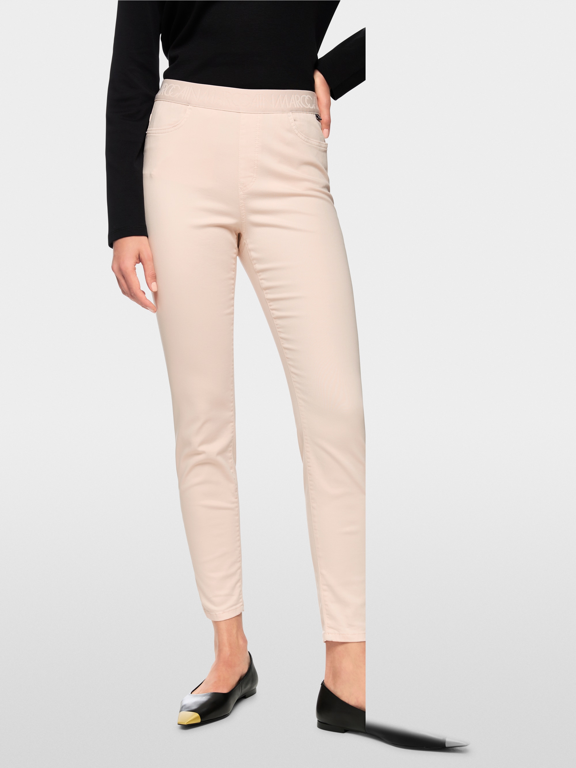 SOFIA slim fit pants with logo waistband