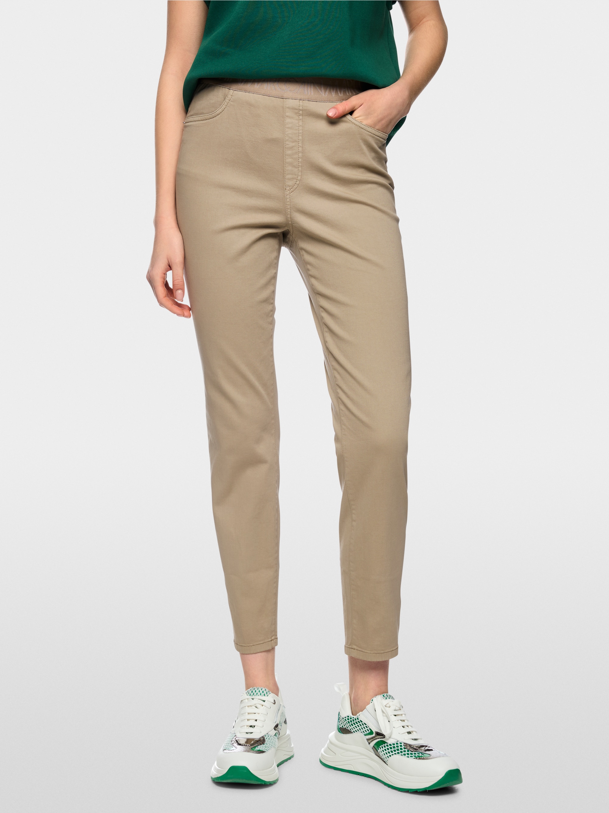 SOFIA slim fit pants with logo waistband
