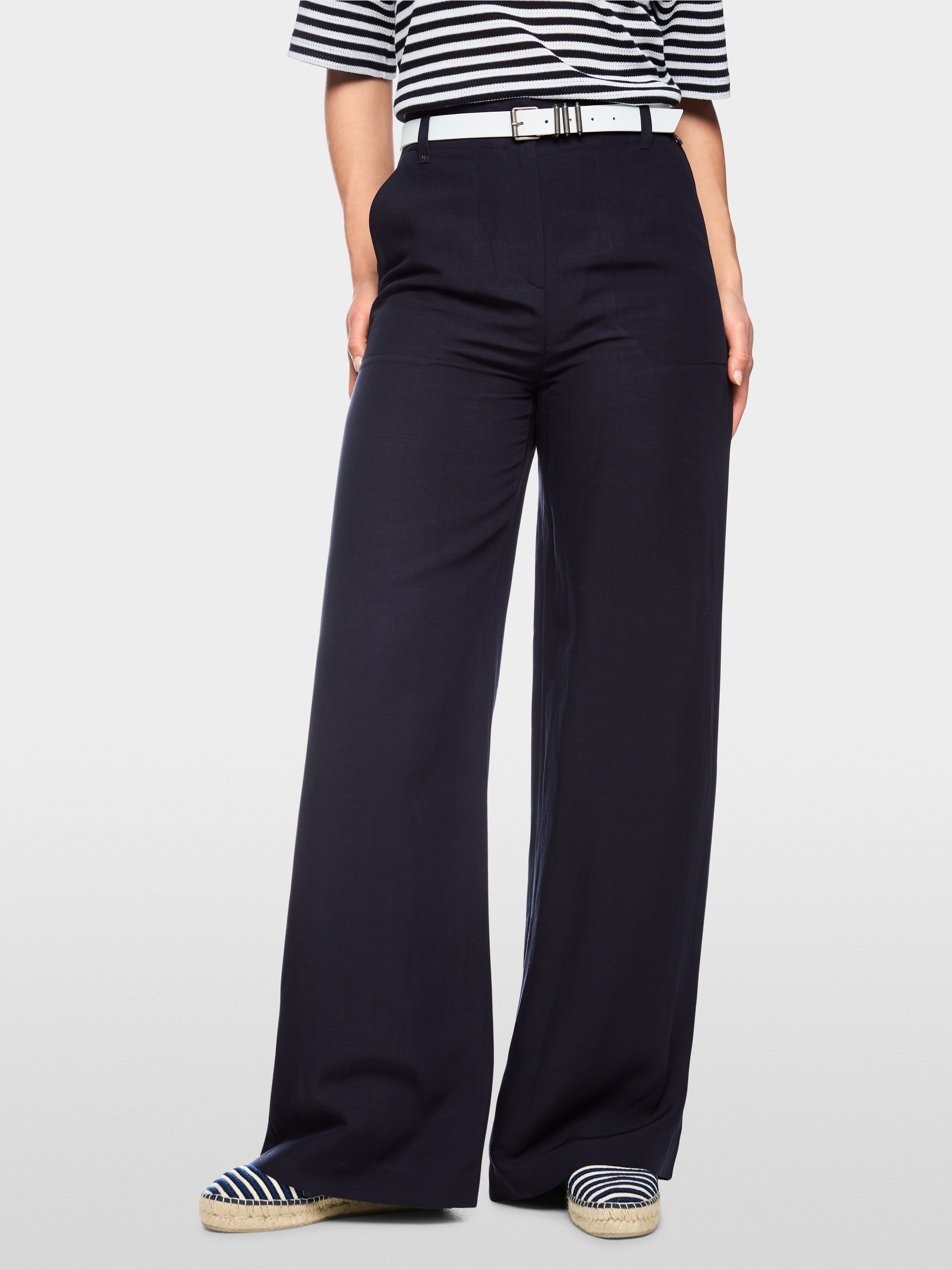 WAUKEE viscose-linen blend trousers