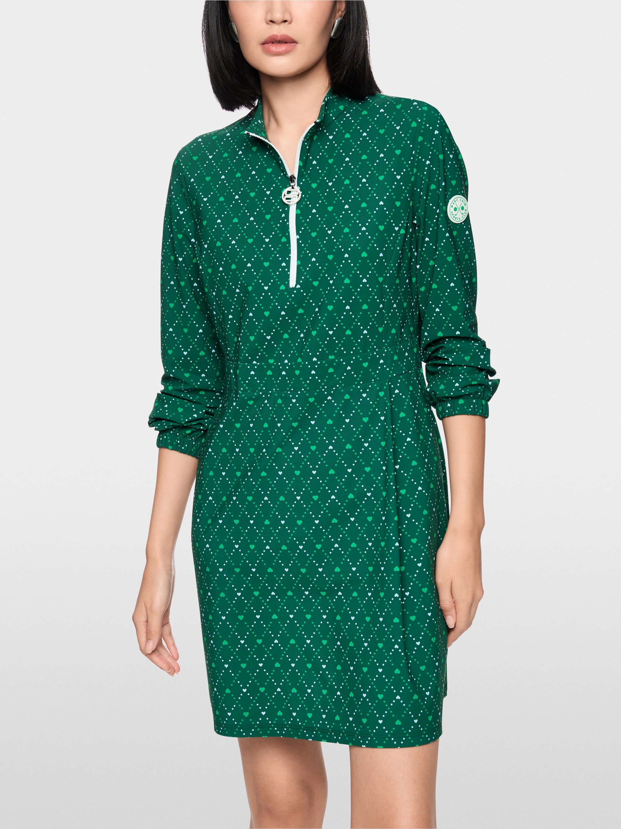 Stretch mini dress with heart print