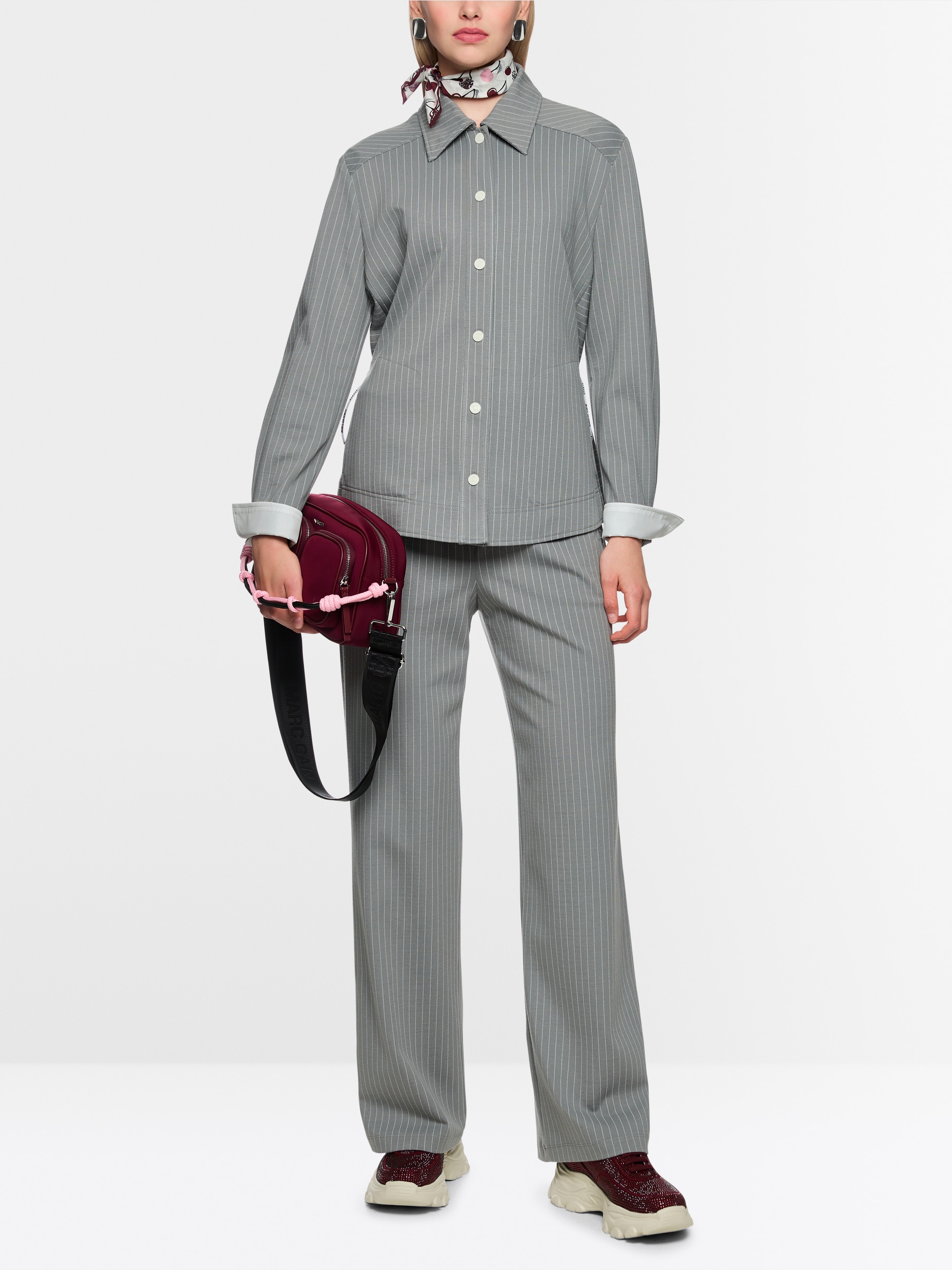 Striped shirt jacket