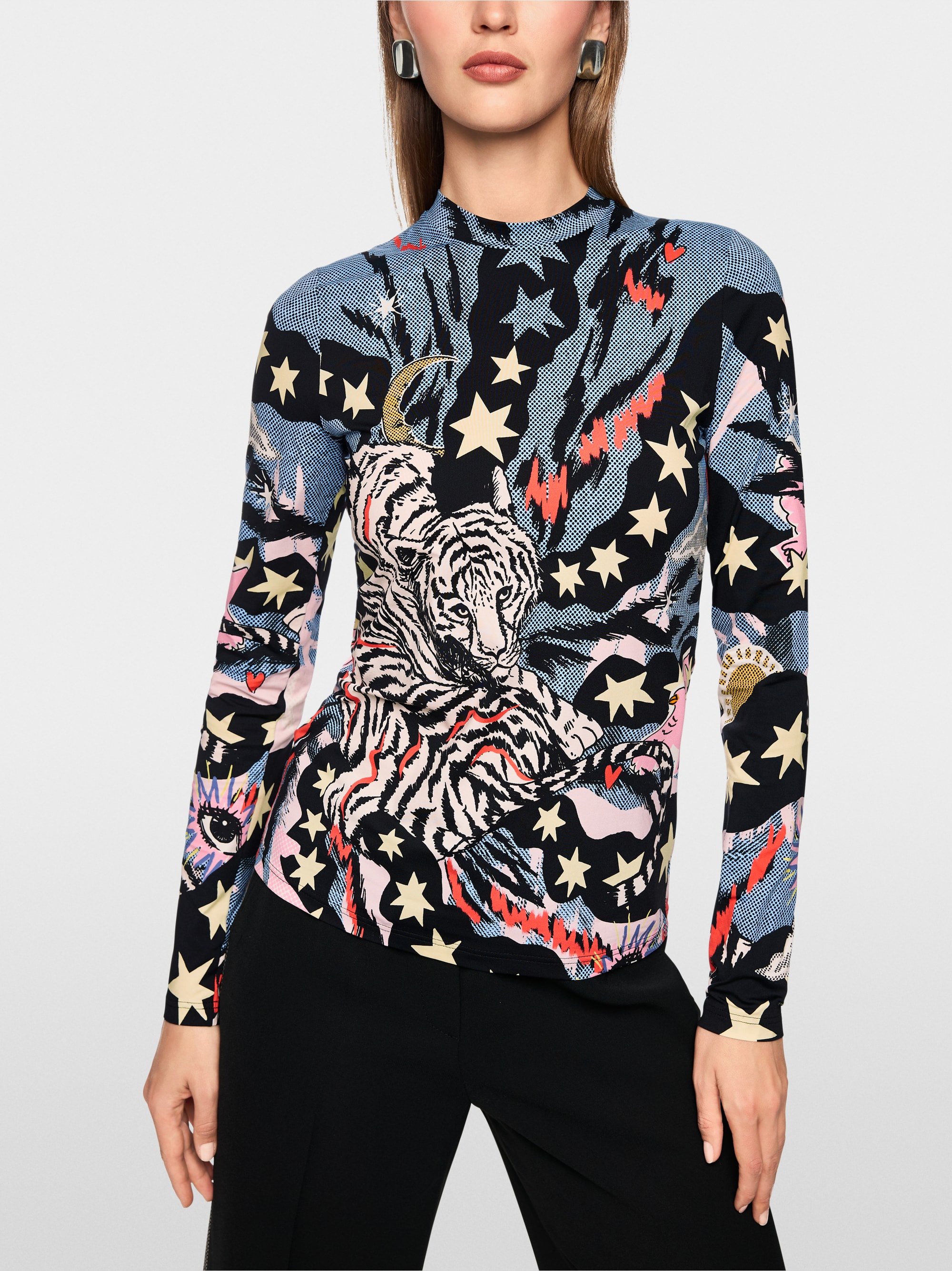 T-shirt à manches longues avec imprimé bande dessinée