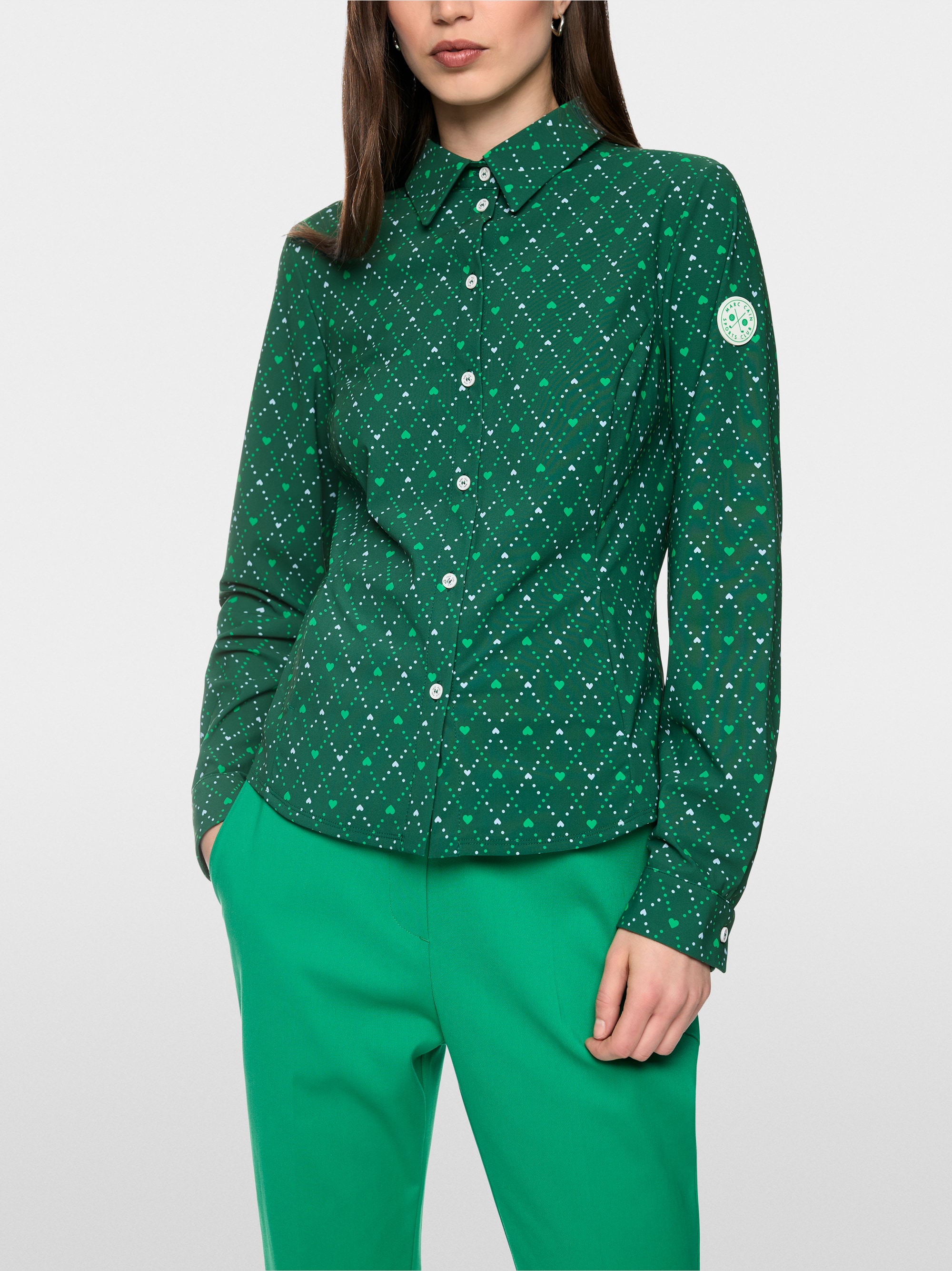 Stretch blouse with heart print