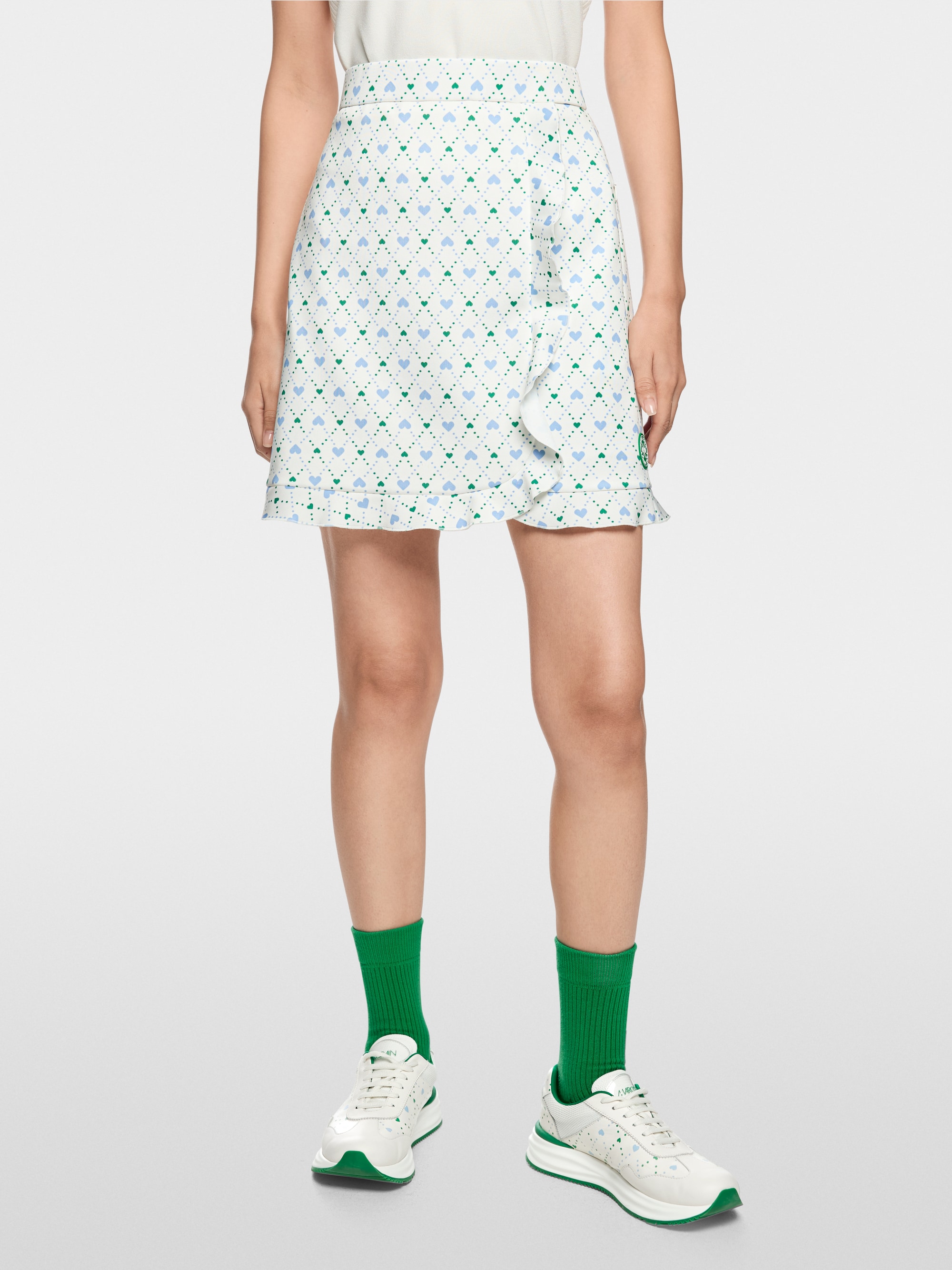 Heart print skirt in scuba jersey