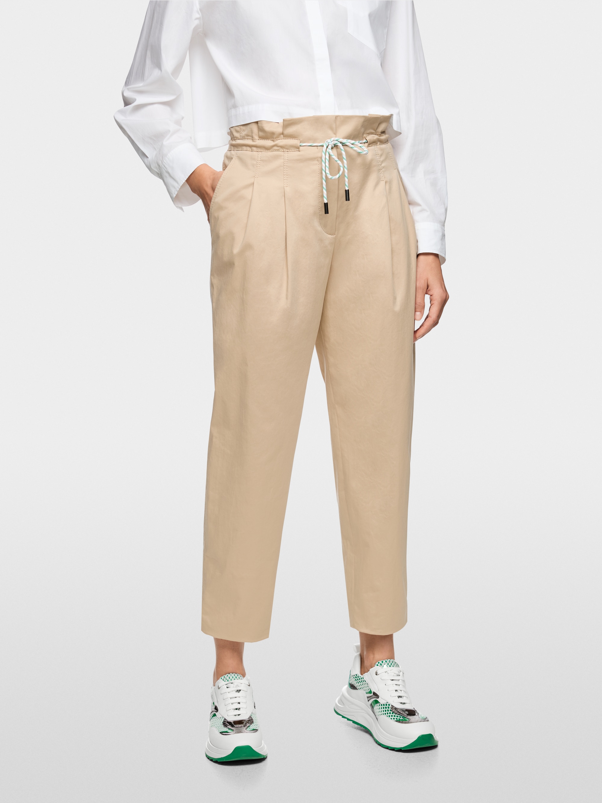 FAQUS paperbag trousers with high waist