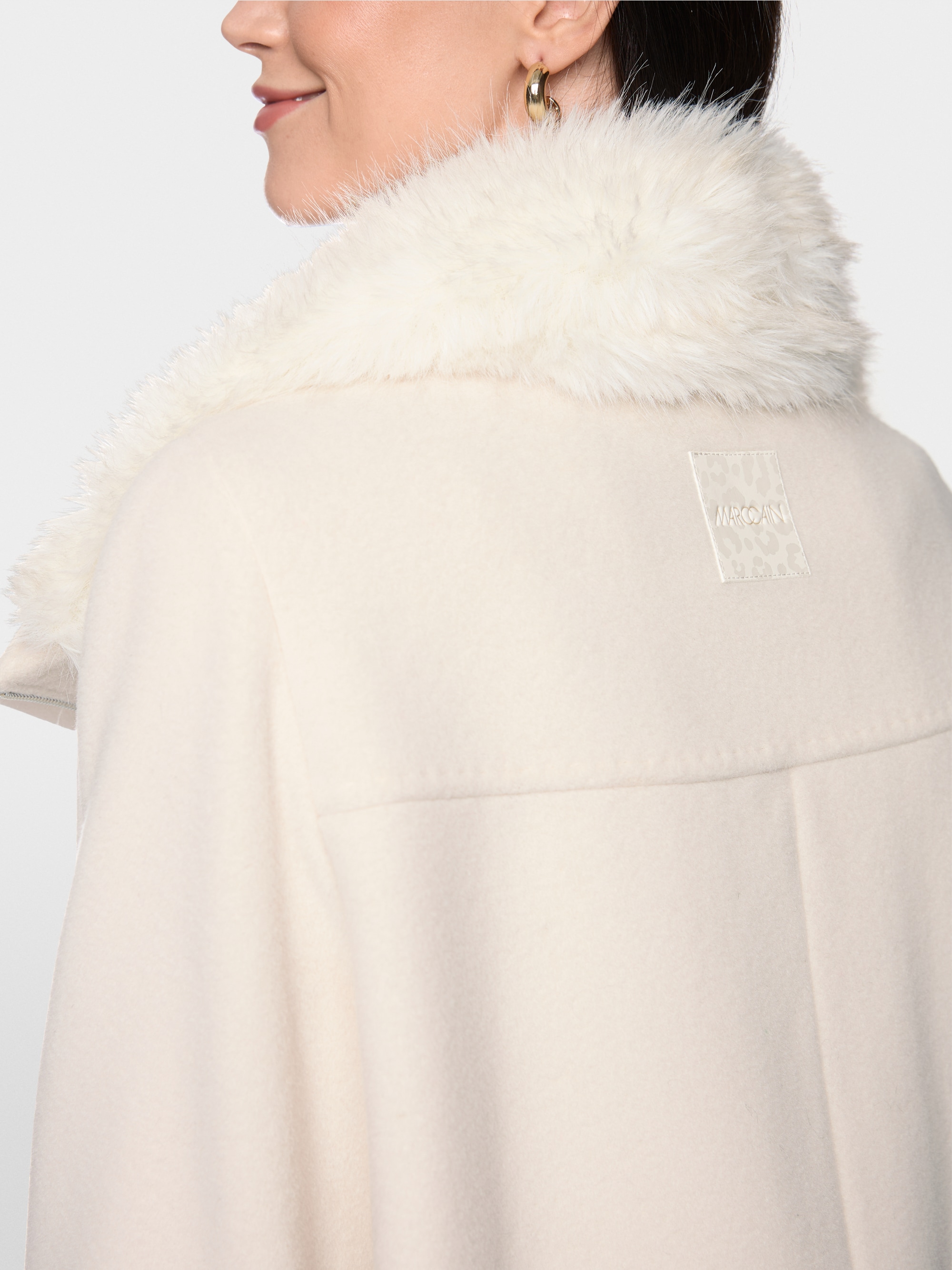 Alpaca blend coat with faux fur