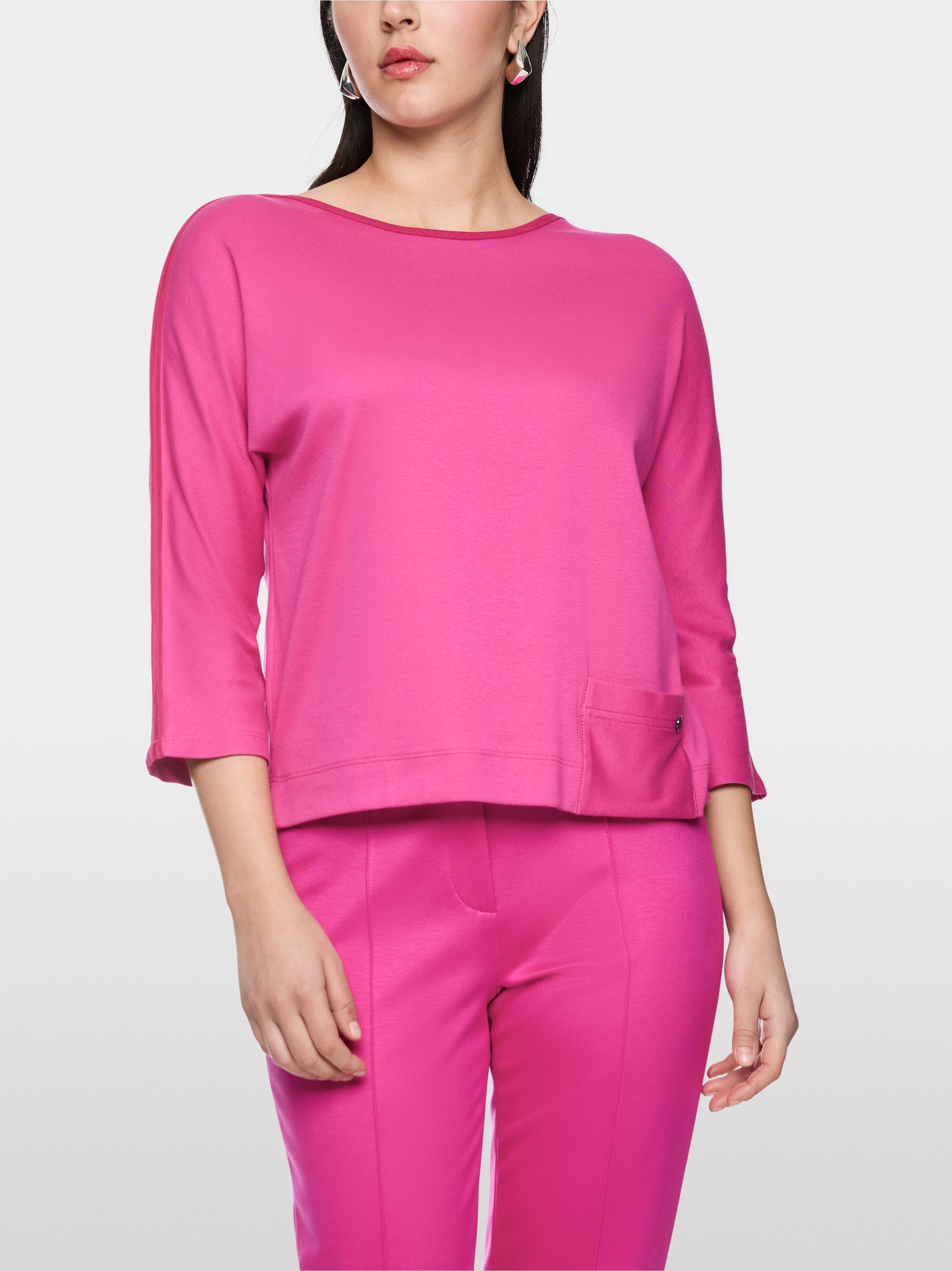 T-shirt en coton stretch à manches 3/4