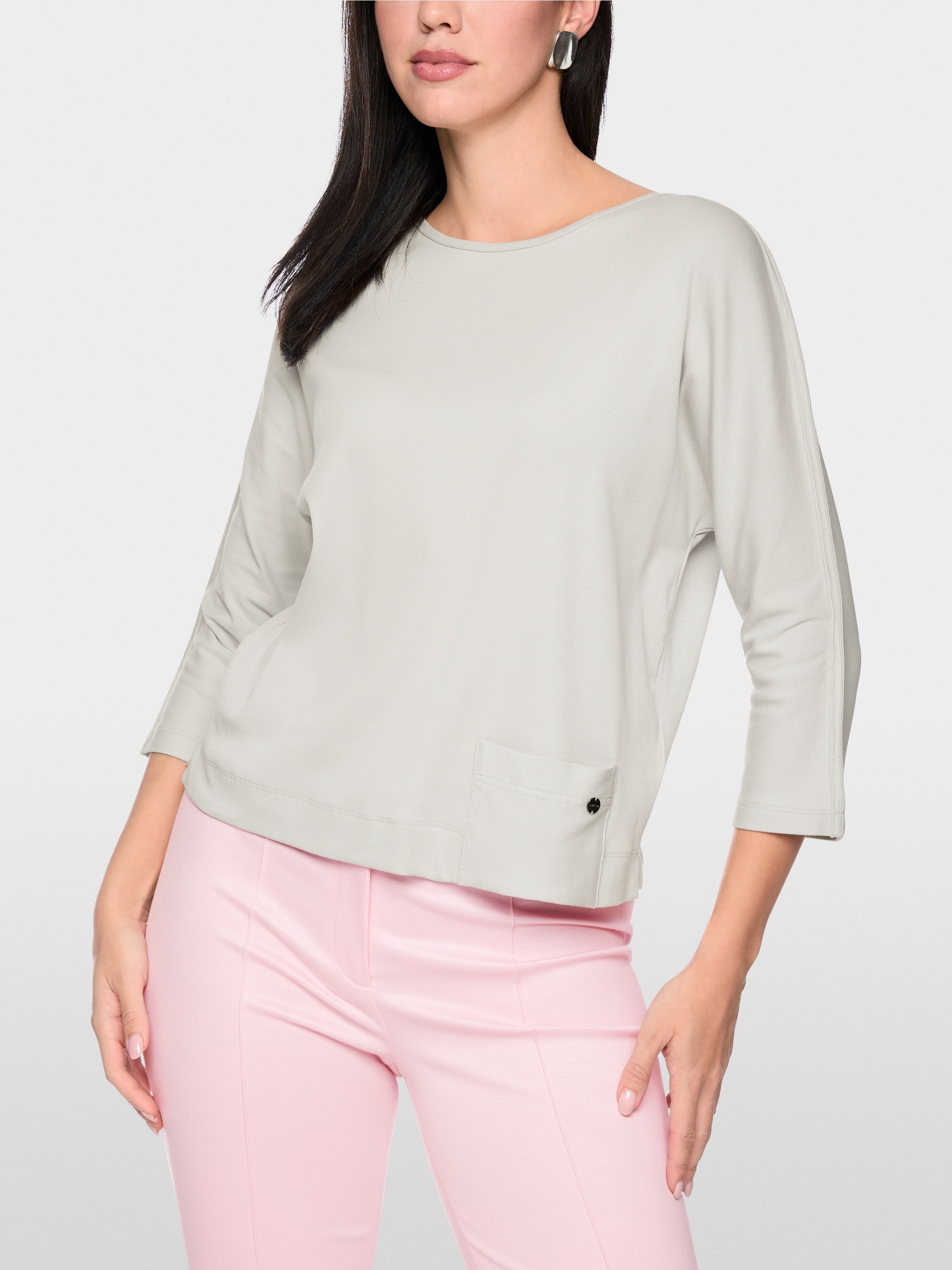 T-shirt en coton stretch à manches 3/4