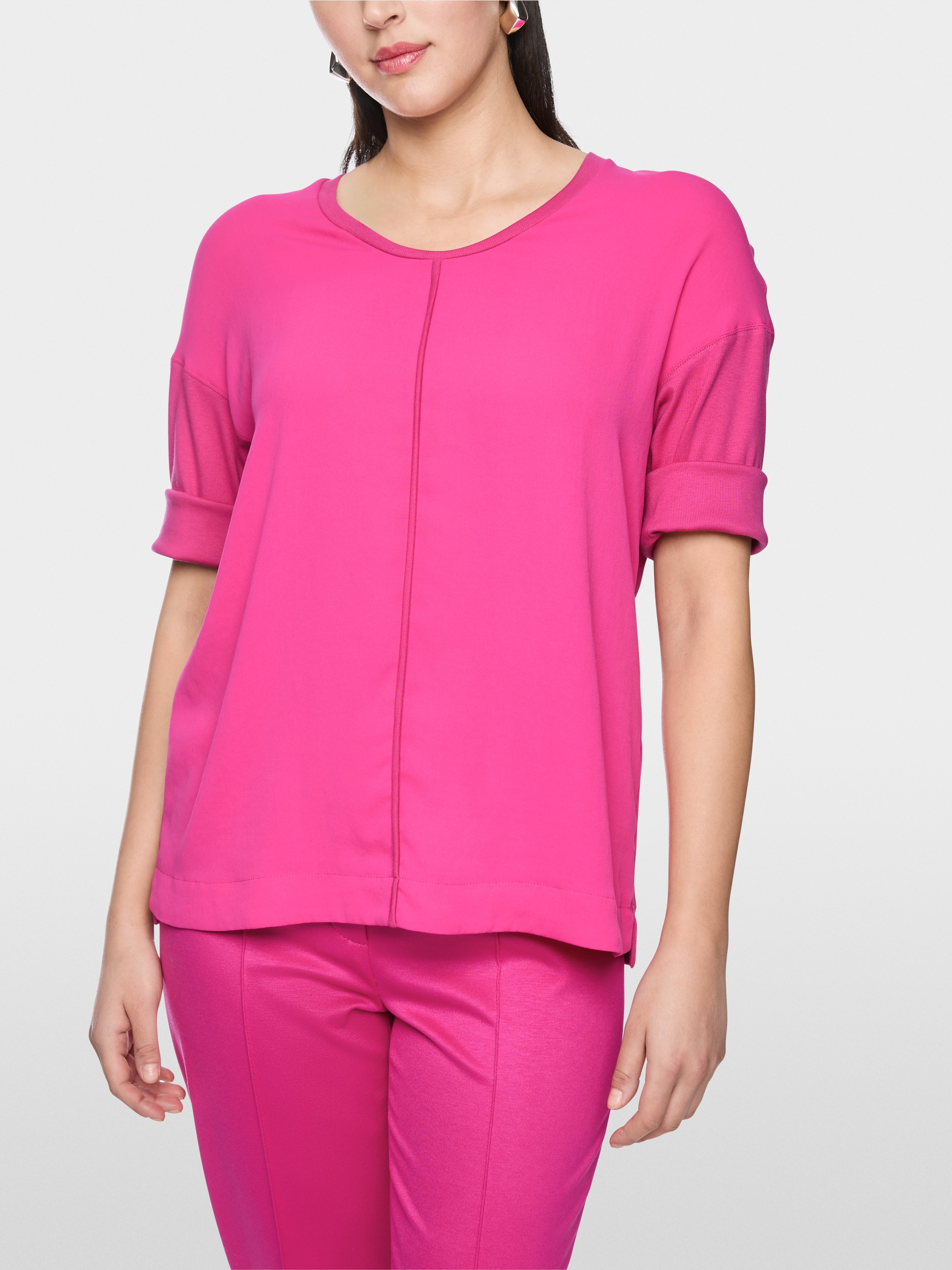 Materials mix blouse-style shirt