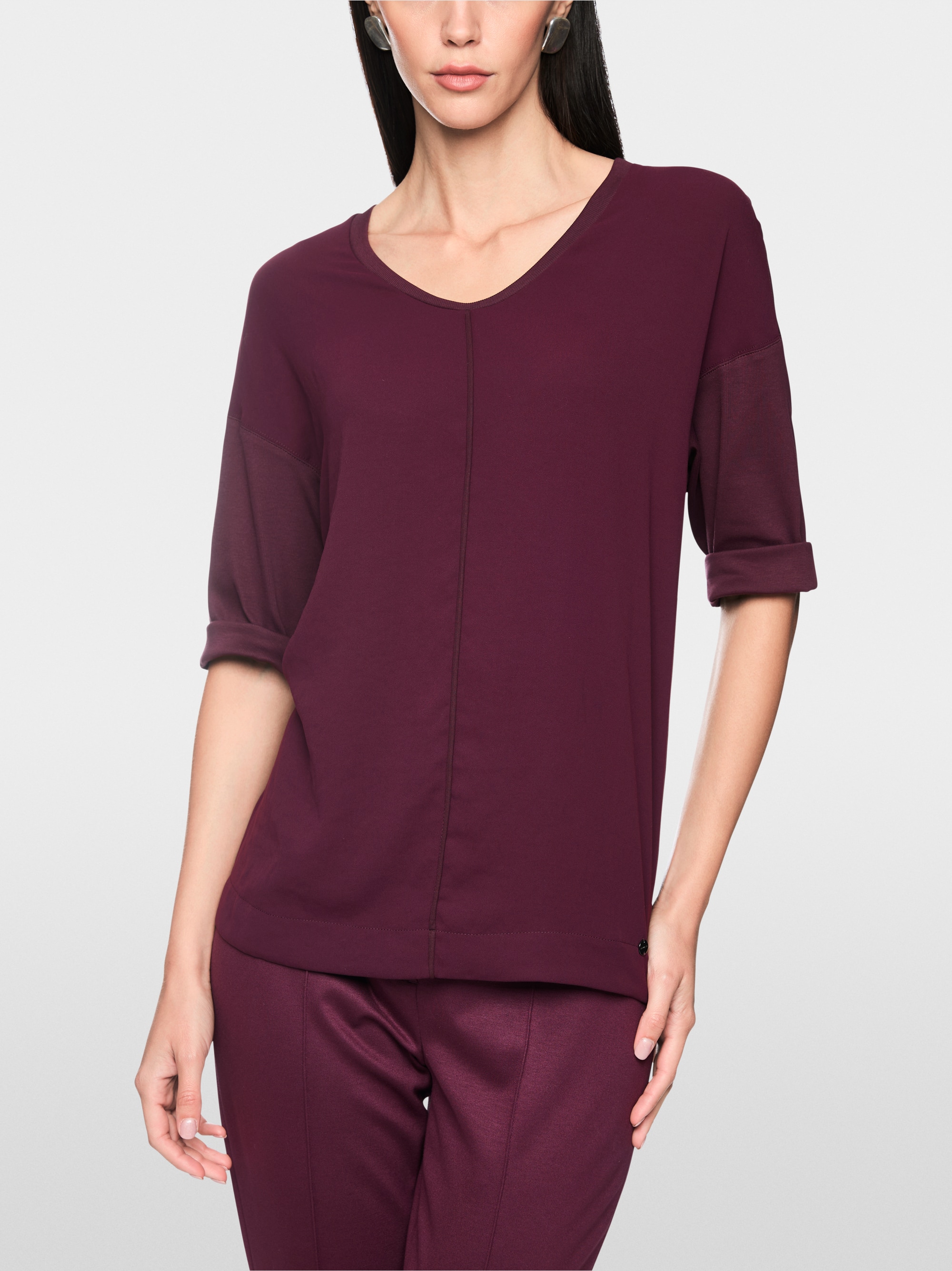 Materials mix blouse-style shirt