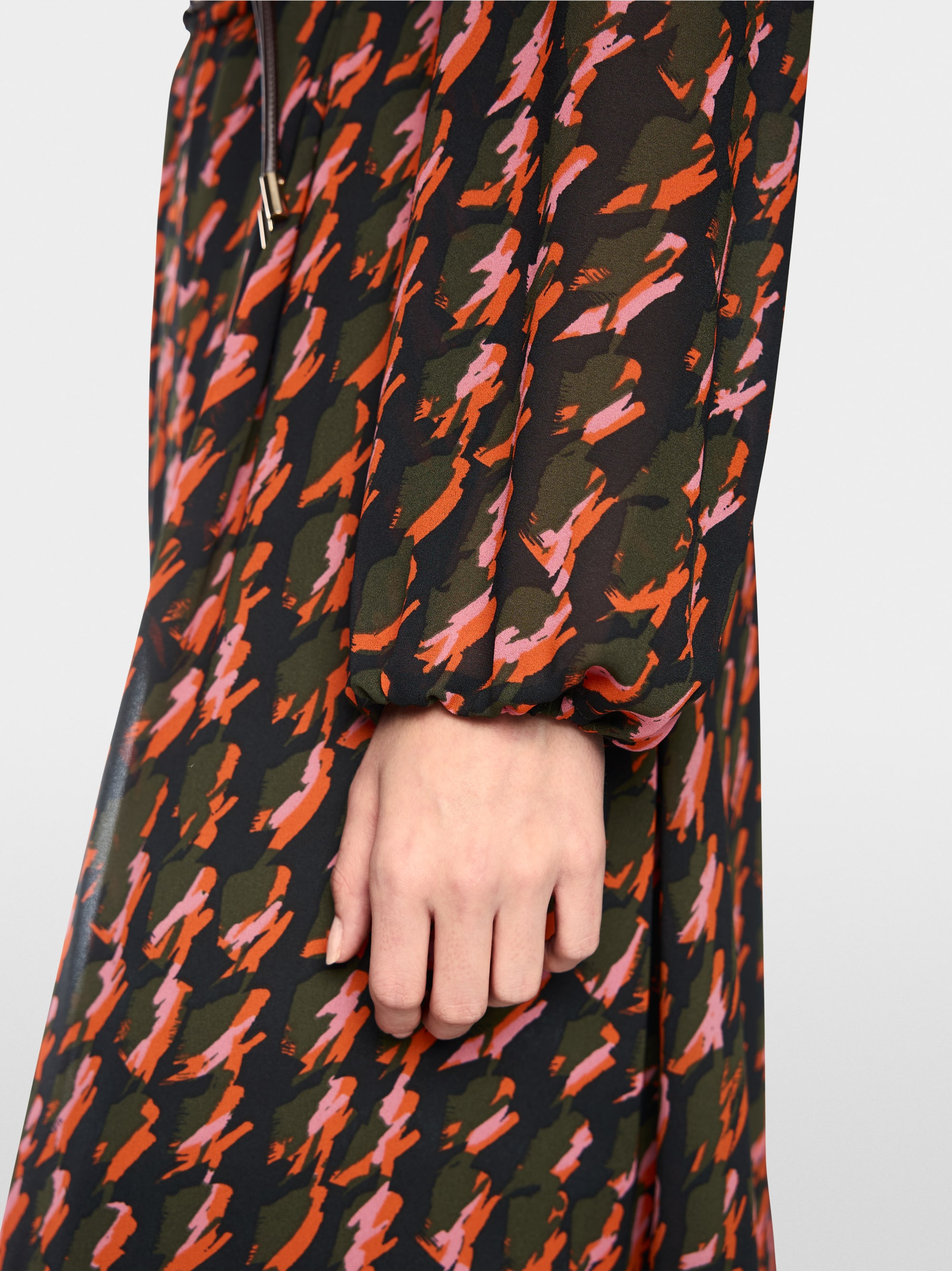 Printed dress with drawstring belt