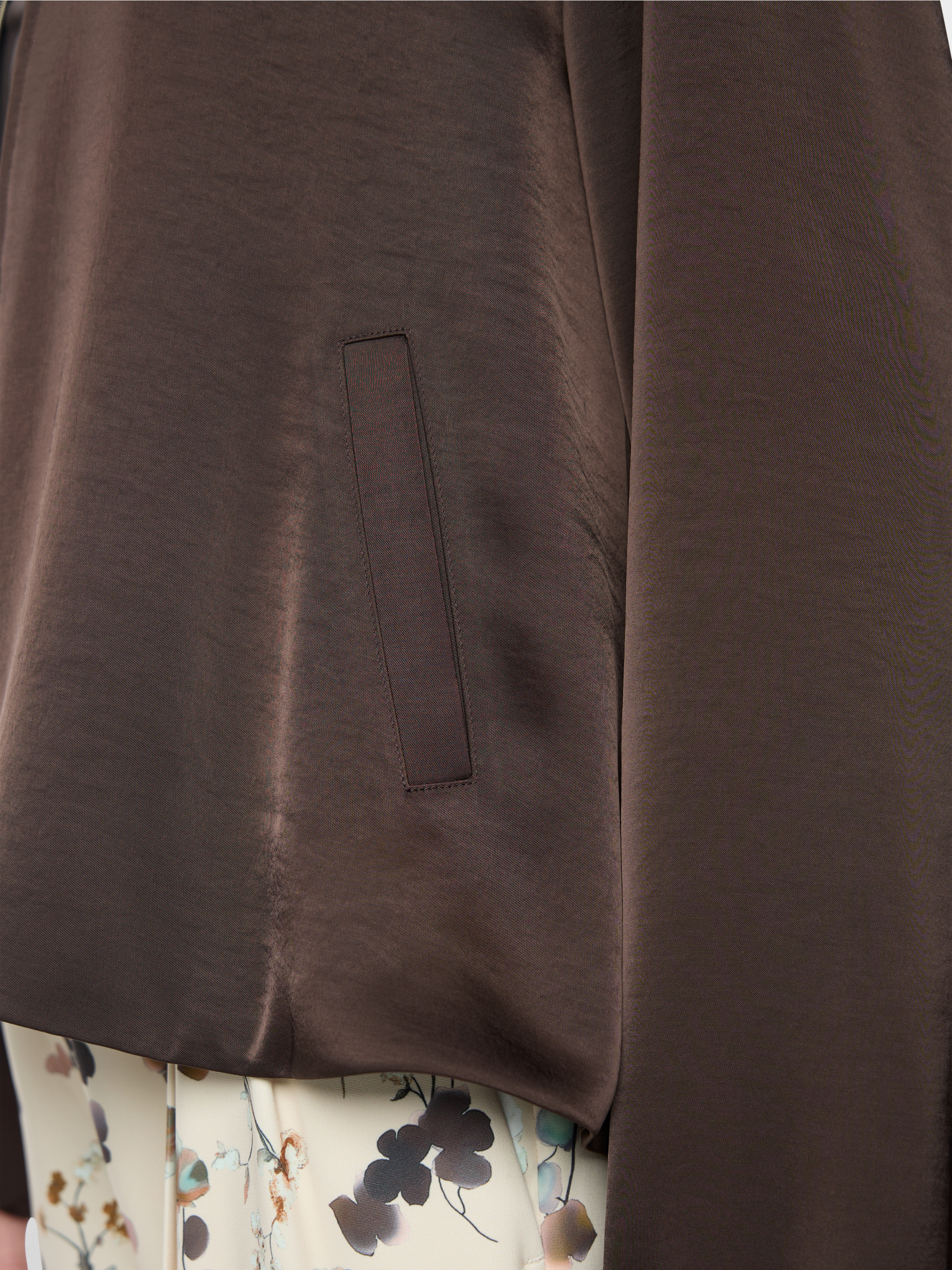 Flared jacket in shiny material