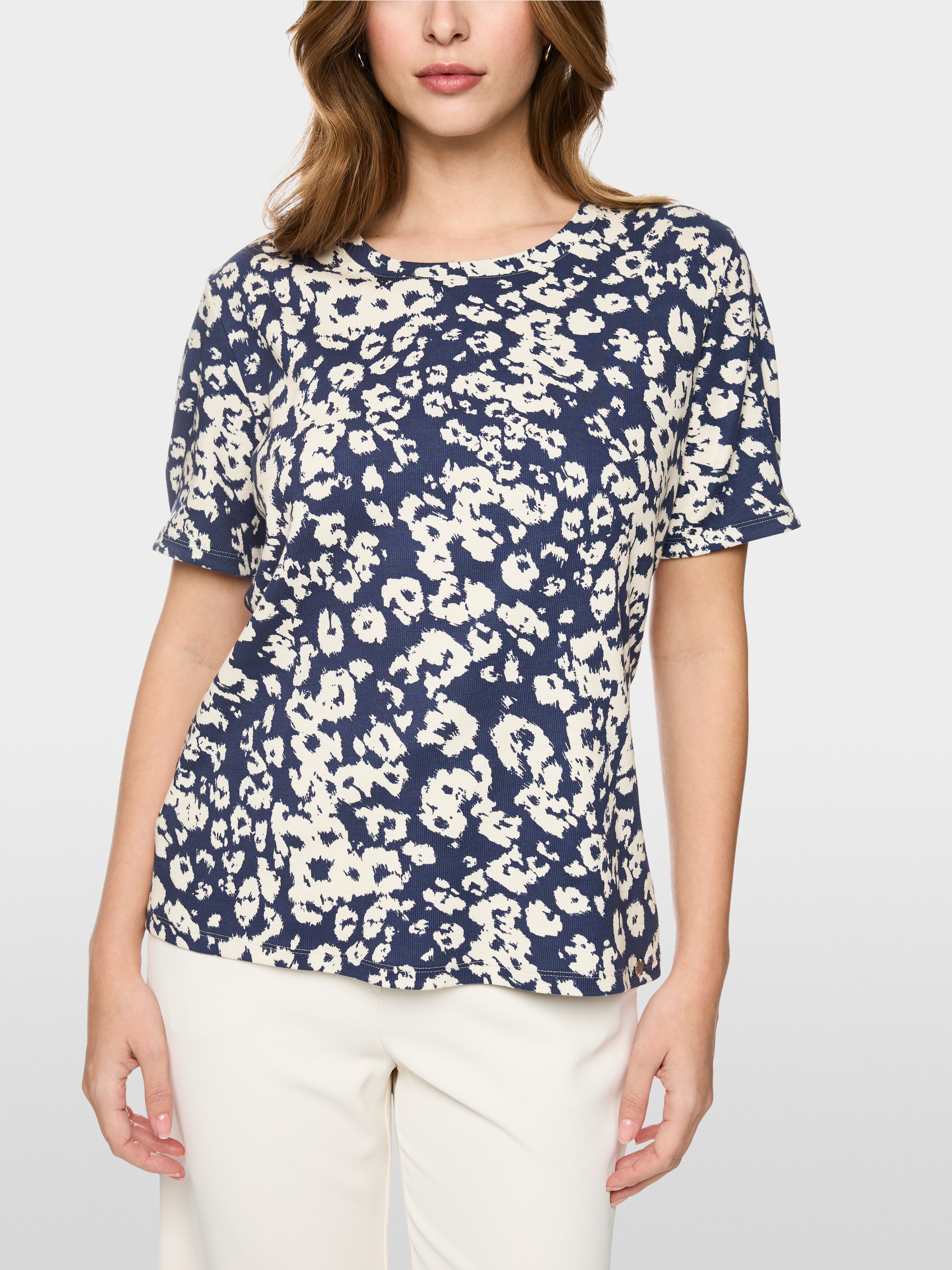 Ribbed leopard print T-shirt