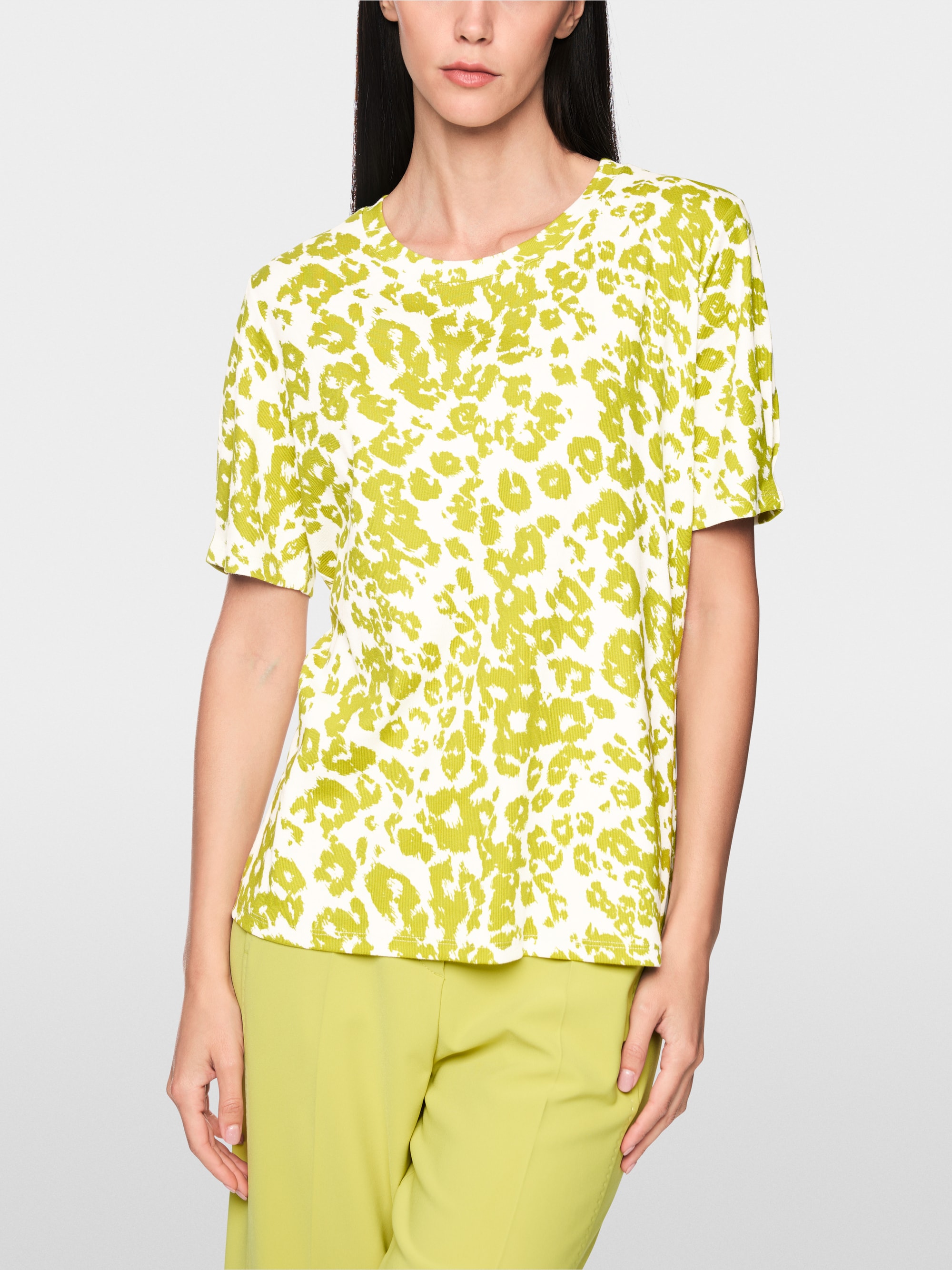Ribbed leopard print T-shirt