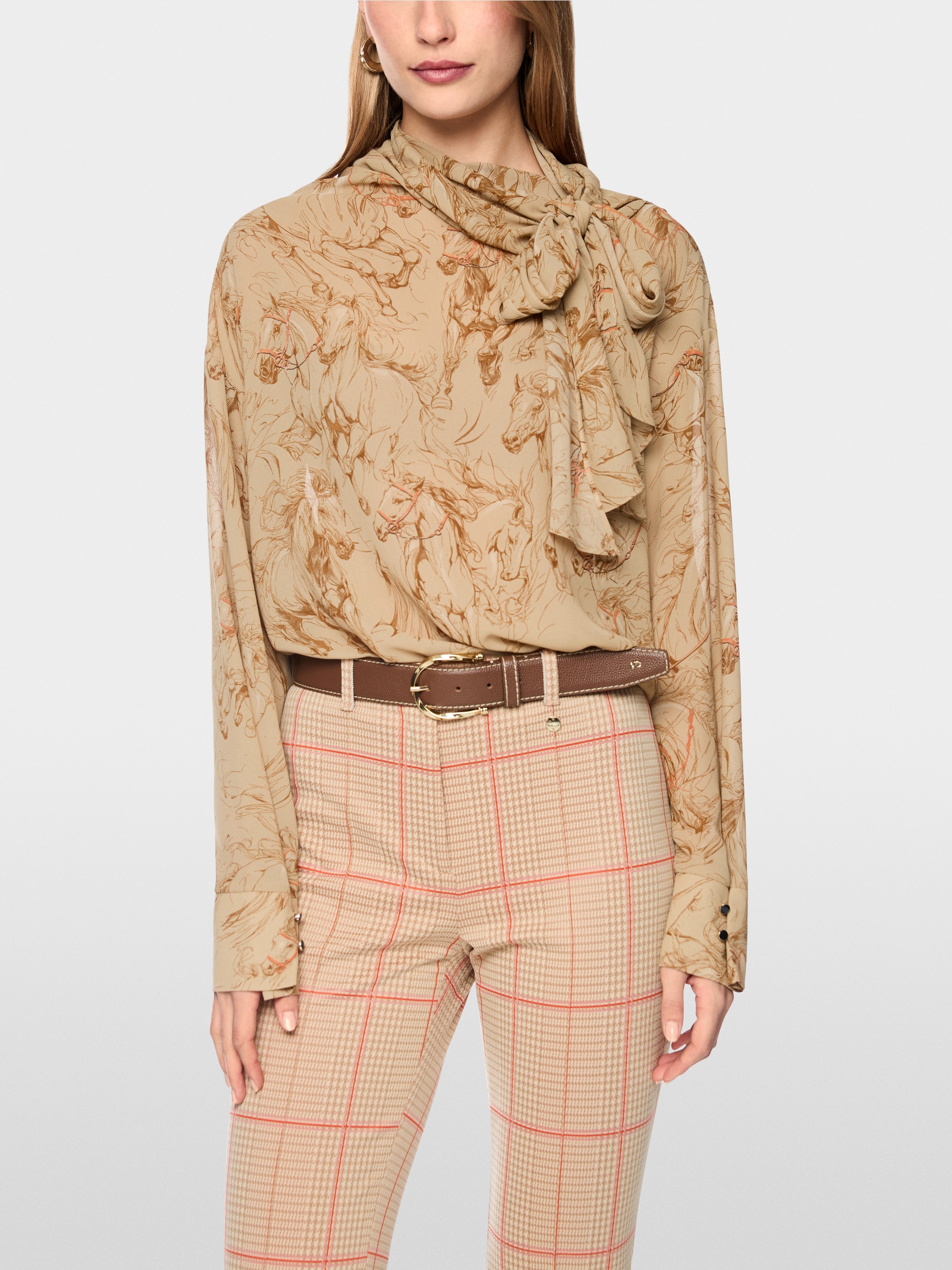 Bow blouse with horse print