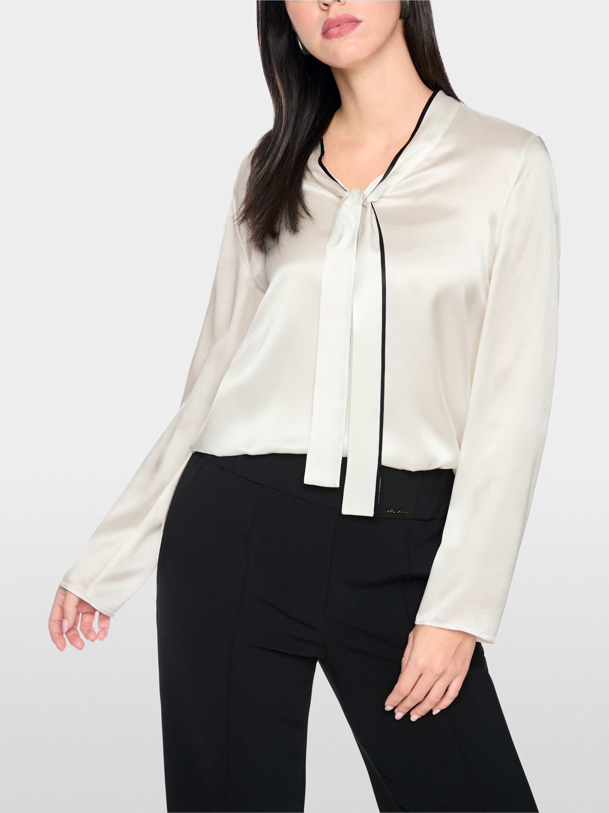 Silk-blend bow blouse