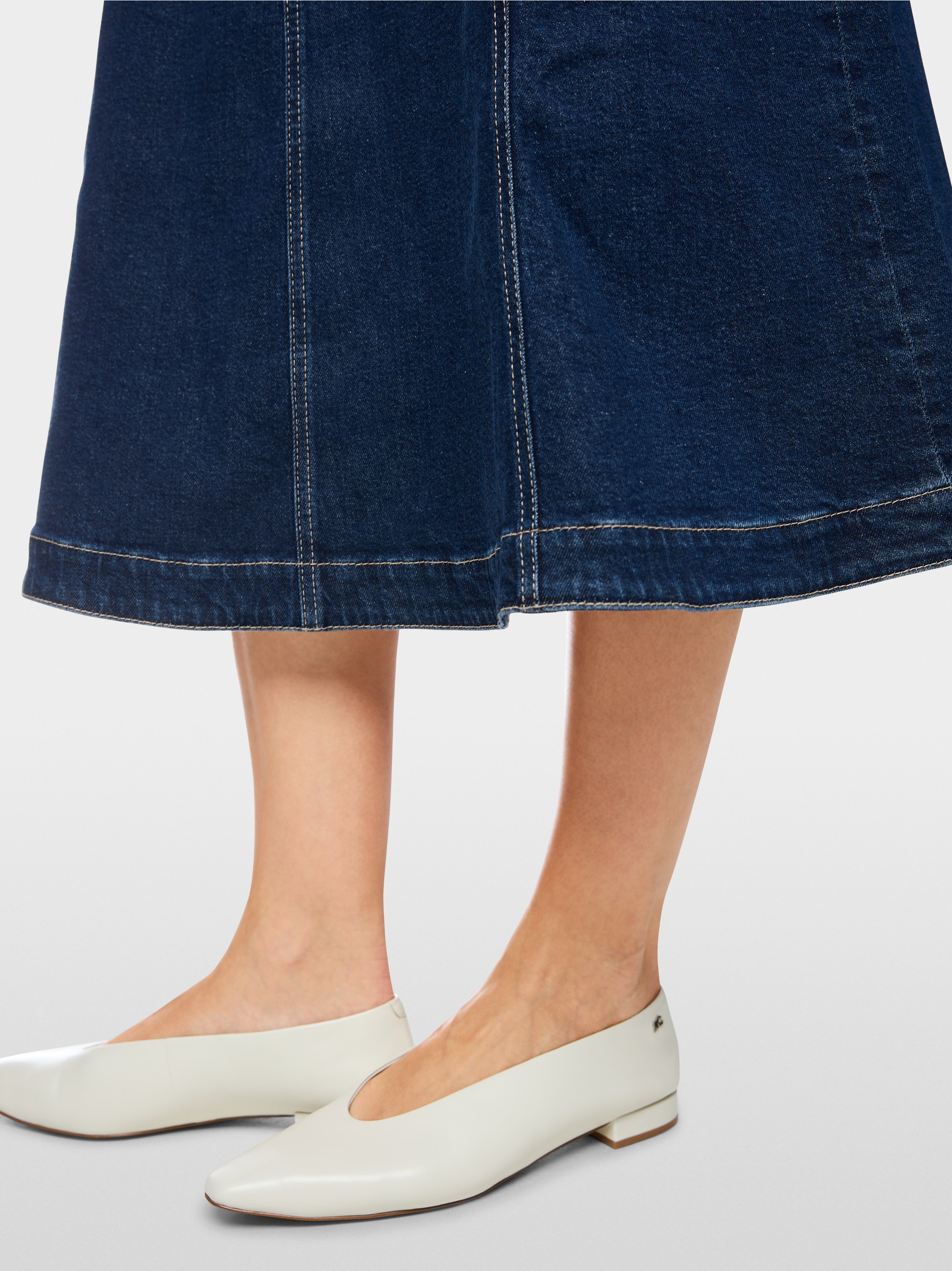 Denim skirt with pleated details
